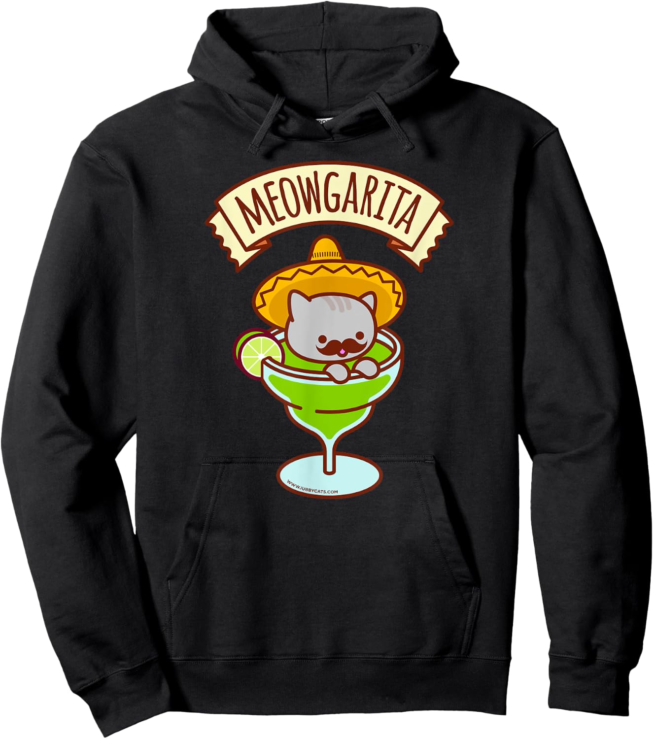 Funny Cat - MEOWGARITA - Mustache, Sombrero, Summer Hoodie - Hoodie | Black