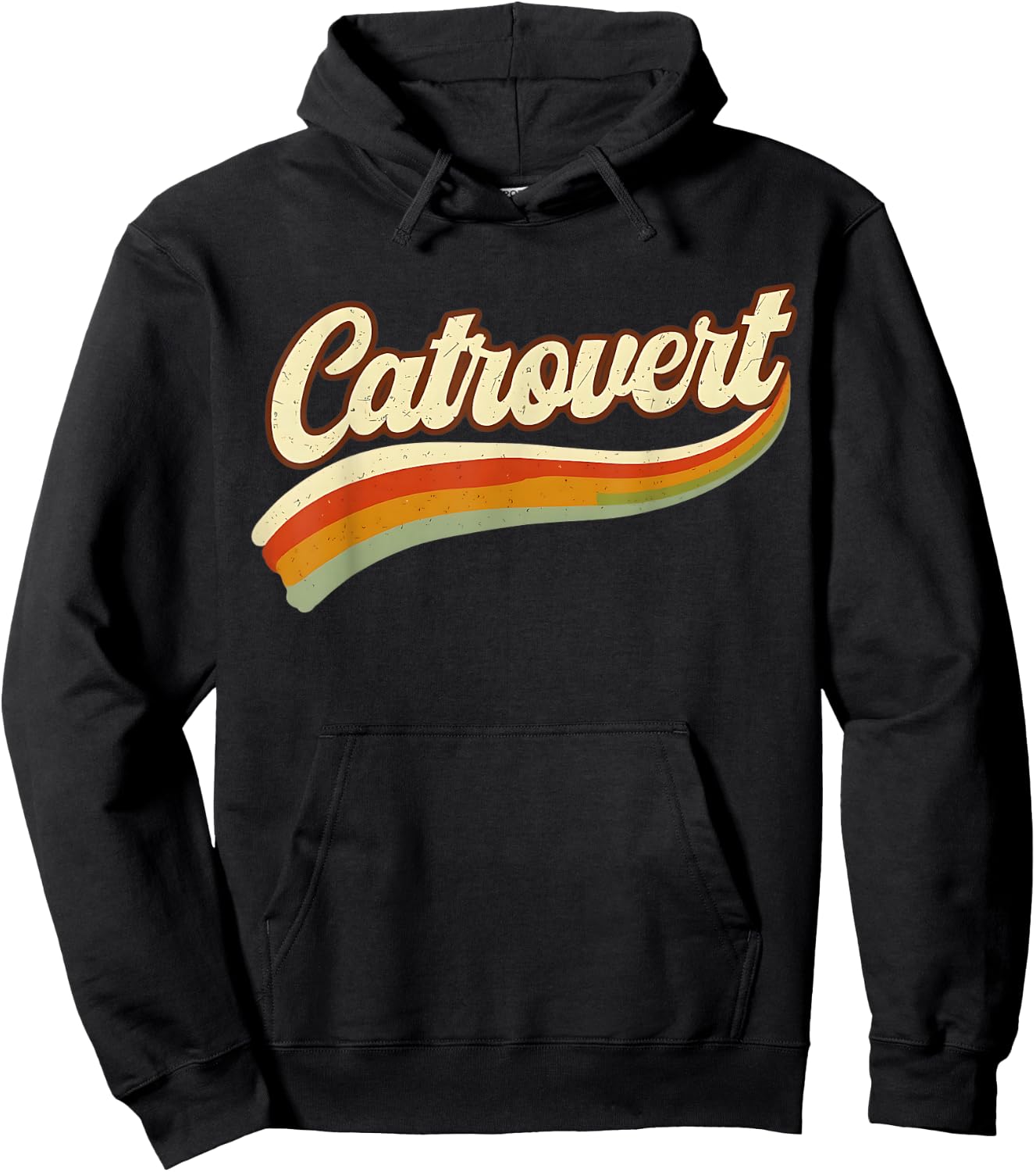 Retro Catrovert Cool Vintage for Introverts Cat Parents Hoodie - Hoodie | Black