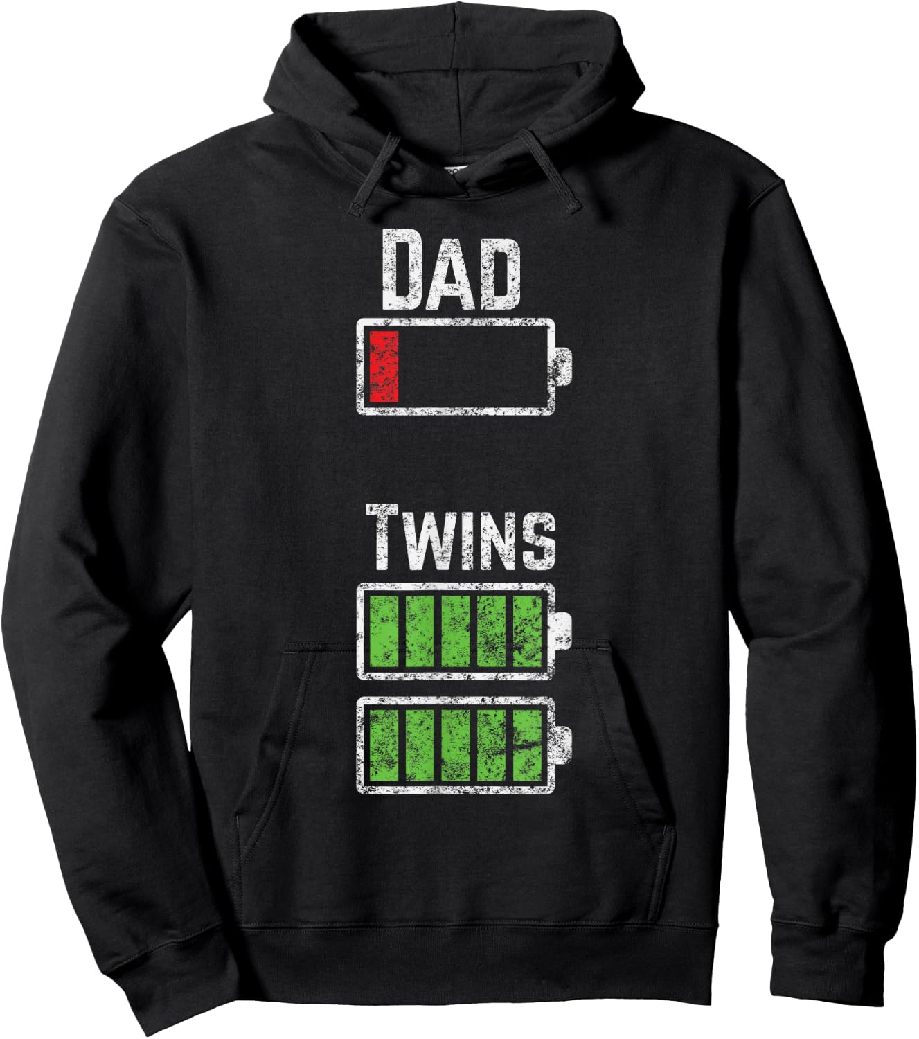 Funny Dad Twins Battery Charge Meme - Great Gift Dads Hoodie - Hoodie | Black
