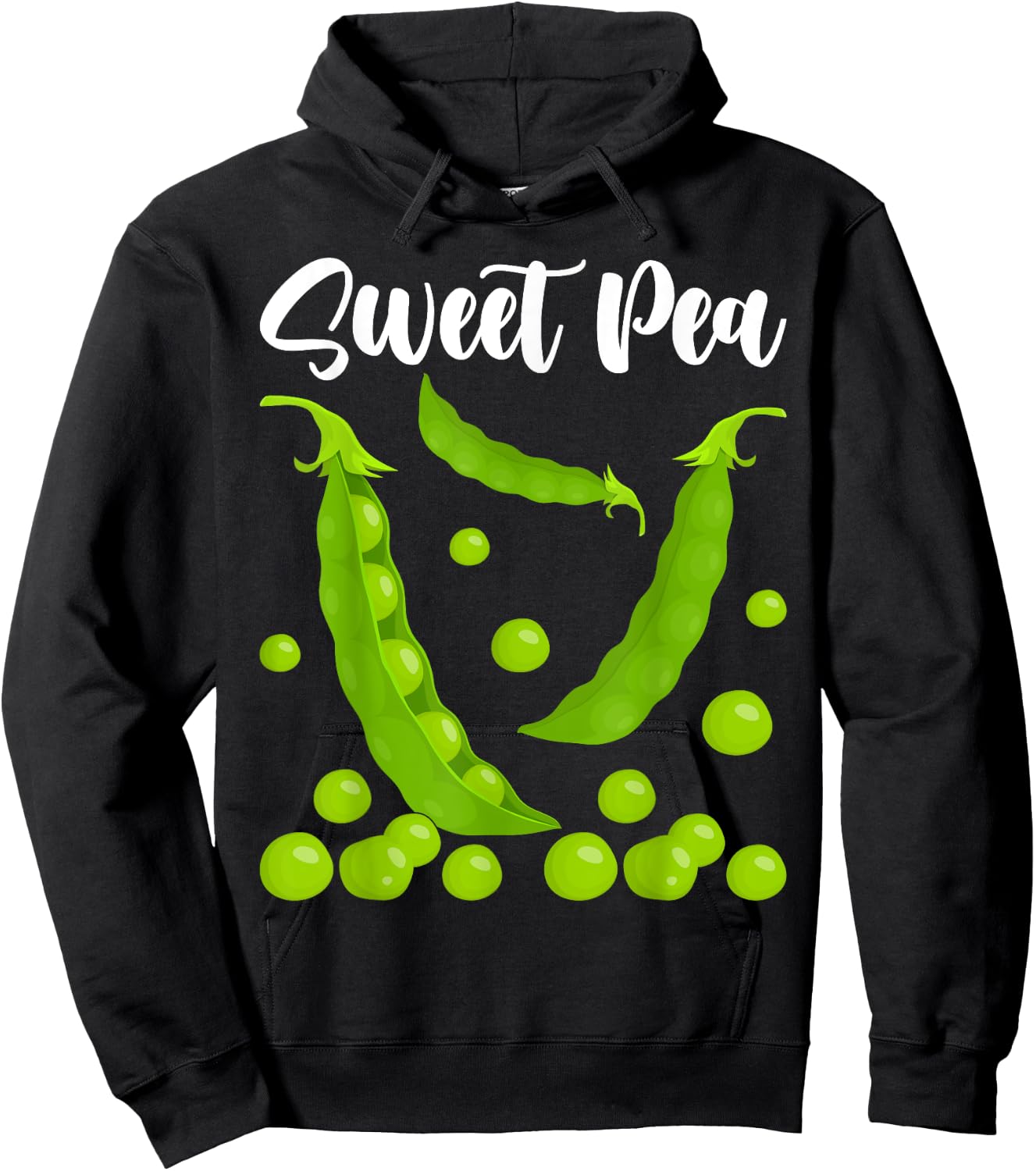 Sweet Pea Cute Adorable Vegetable Minimal Kawaii Hoodie - Hoodie | Black