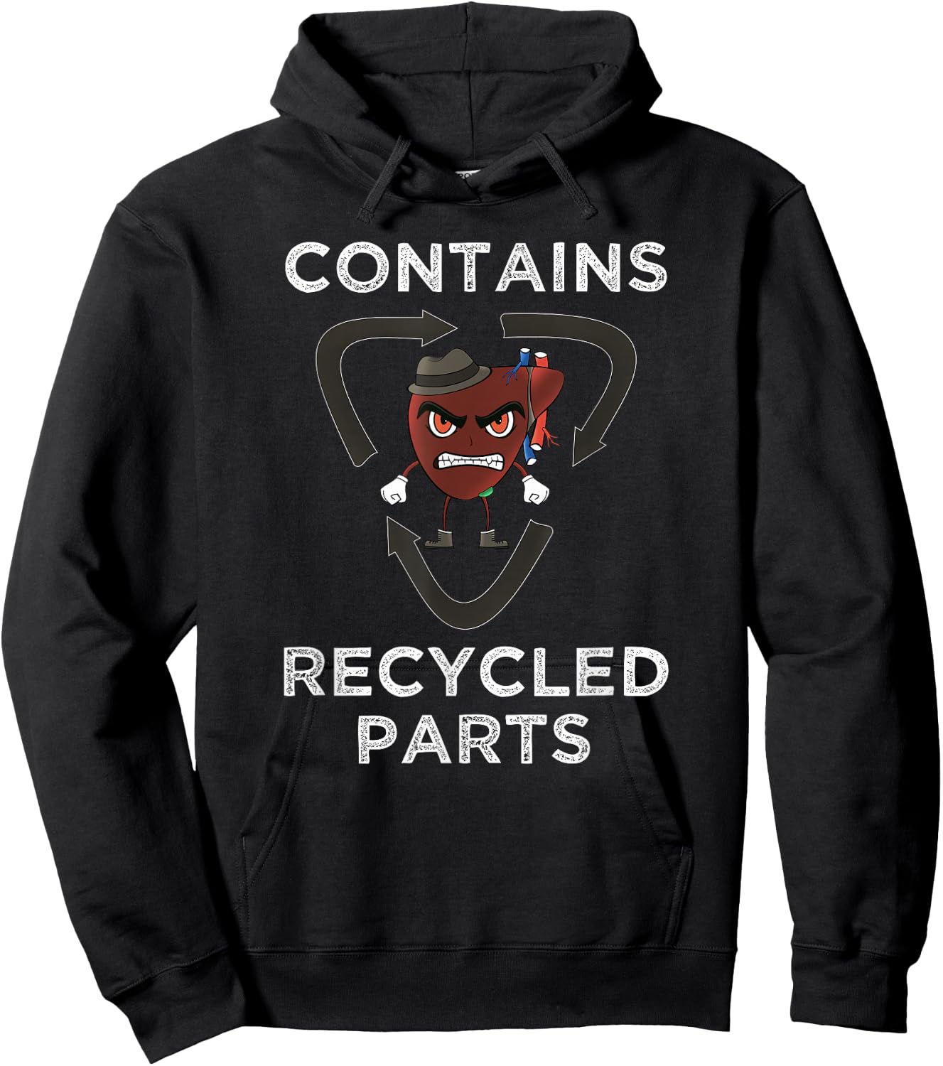 Contains Recycled Parts Liver Transplant Survivor Shirt Hoodie - Hoodie | Black