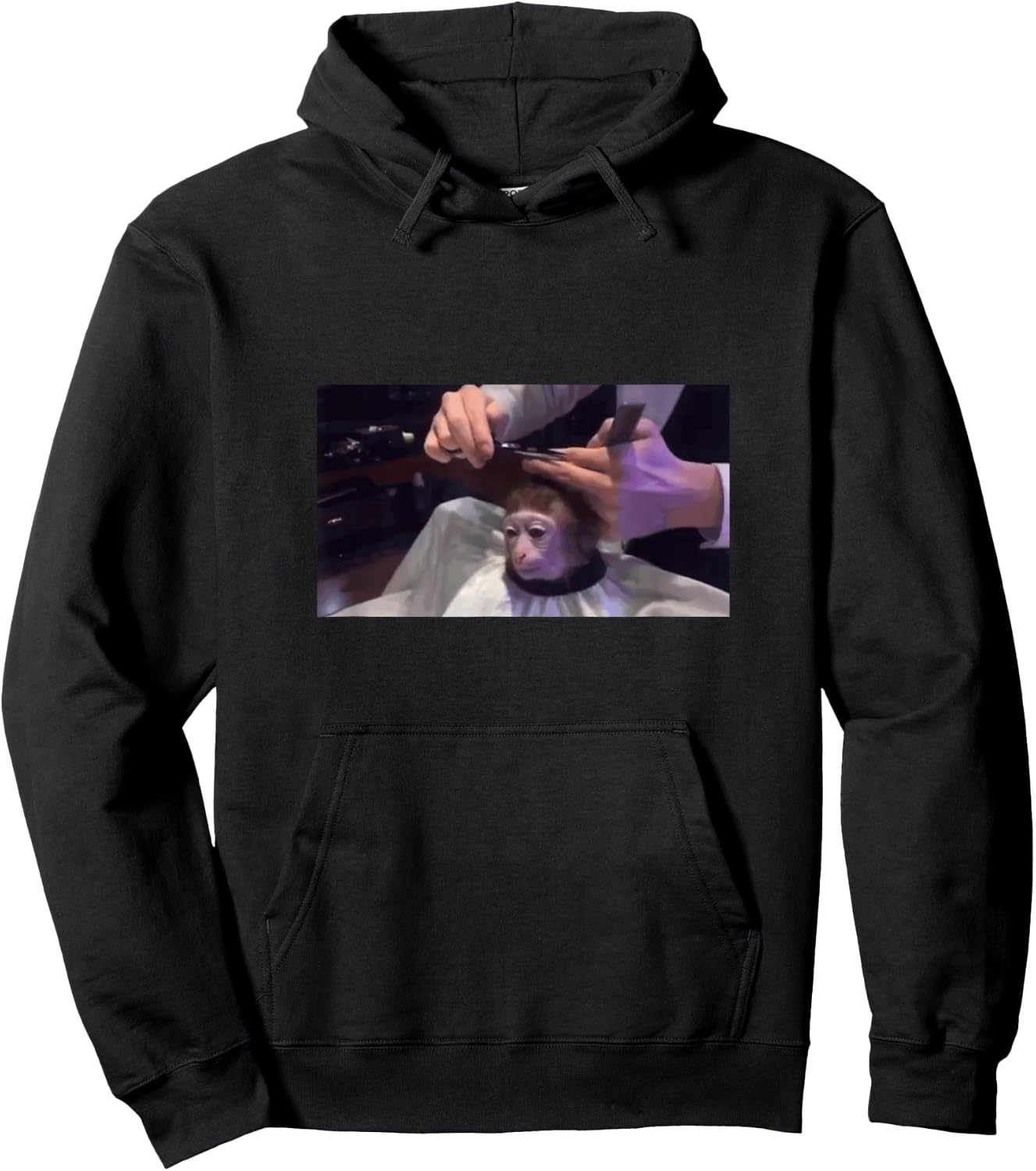Funny Dank Meme Monkey Getting Haircut Hoodie - Hoodie | Black
