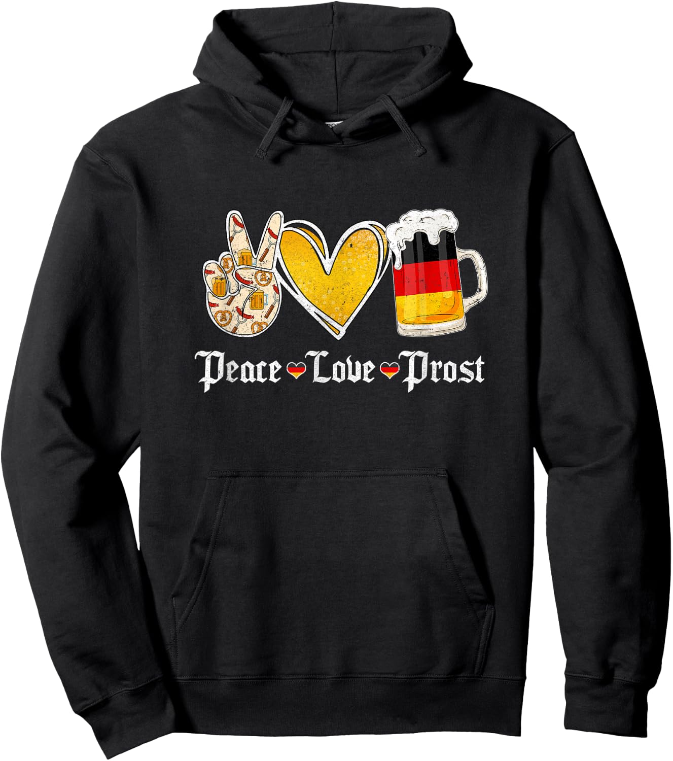 Cute Oktoberfest Costume Peace Love Prost Prost Oktoberfest Hoodie - Hoodie | Black