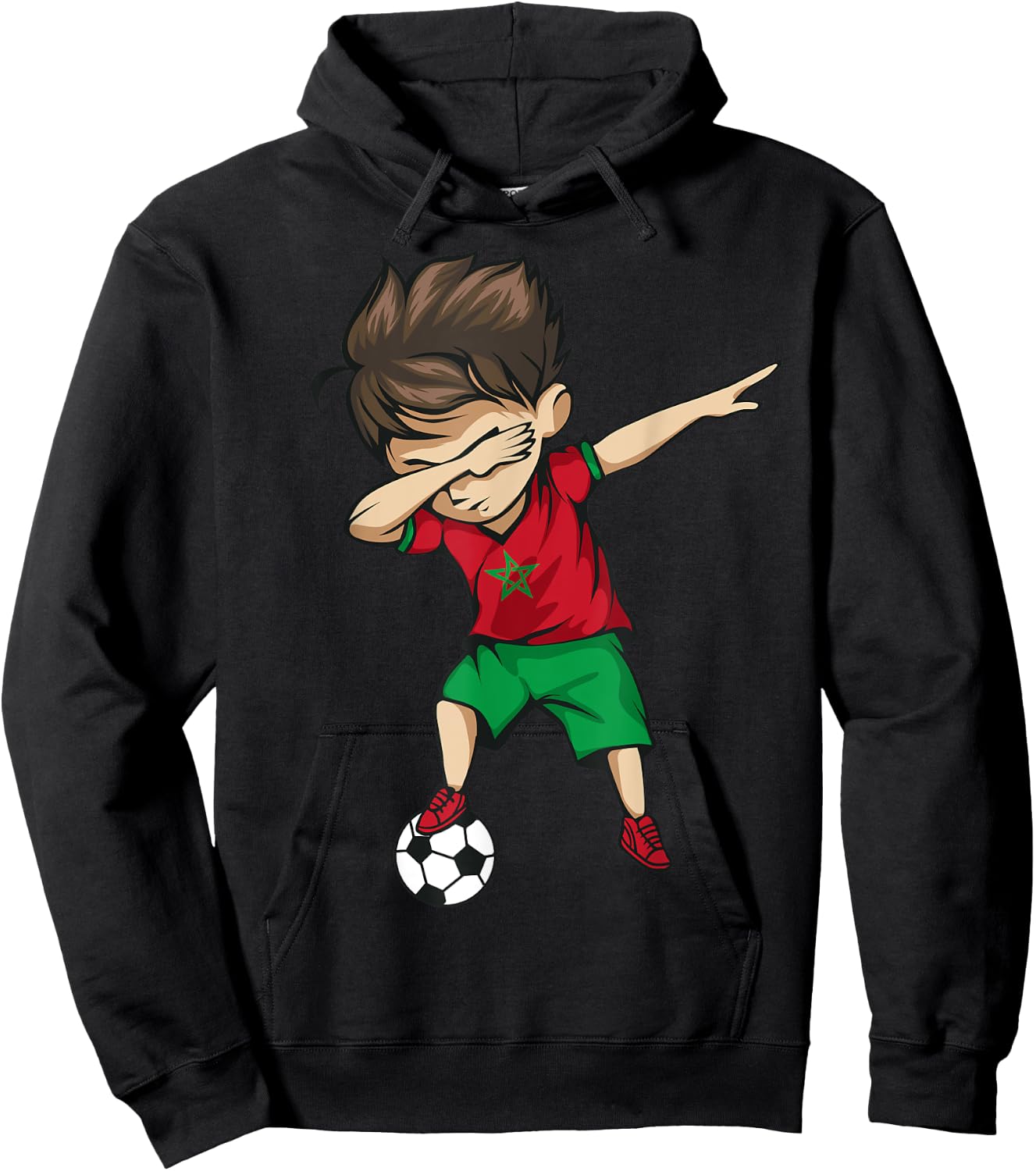 Dabbing Soccer Boy Morocco Jersey Shirt - Moroccan Football Hoodie - Hoodie | Black