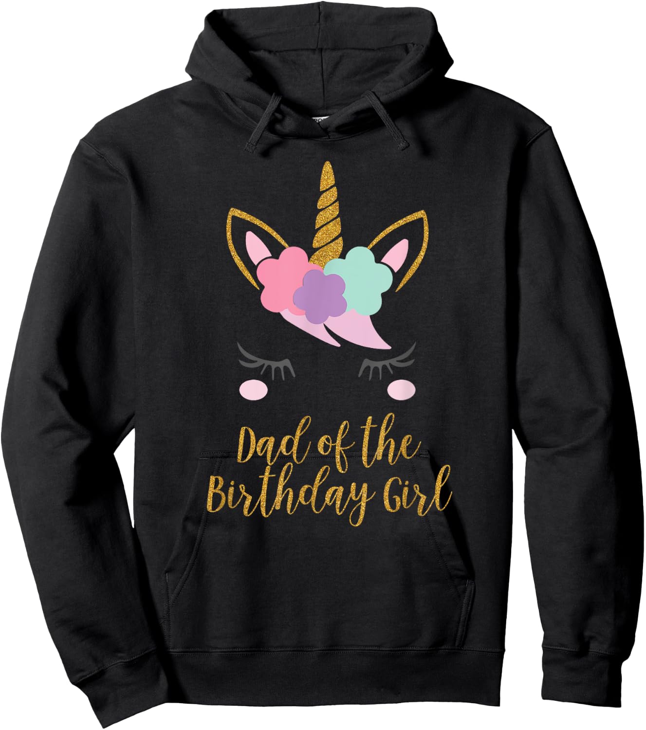 Dad of the Birthday Girl Shirt, Unicorn Dad Gift Hoodie - Hoodie | Black