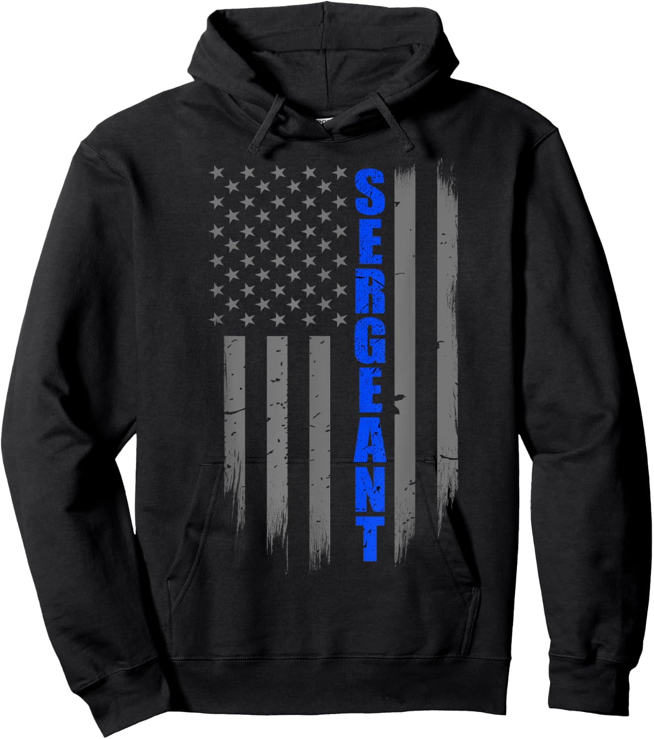 Police Sergeant Gift - Thin Blue Line Flag Hoodie - Hoodie | Black