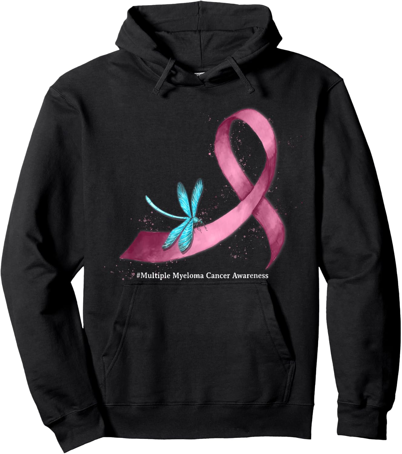 Dragonfly Burgundy Ribbon Multiple Myeloma Cancer Awareness Hoodie - Hoodie | Black