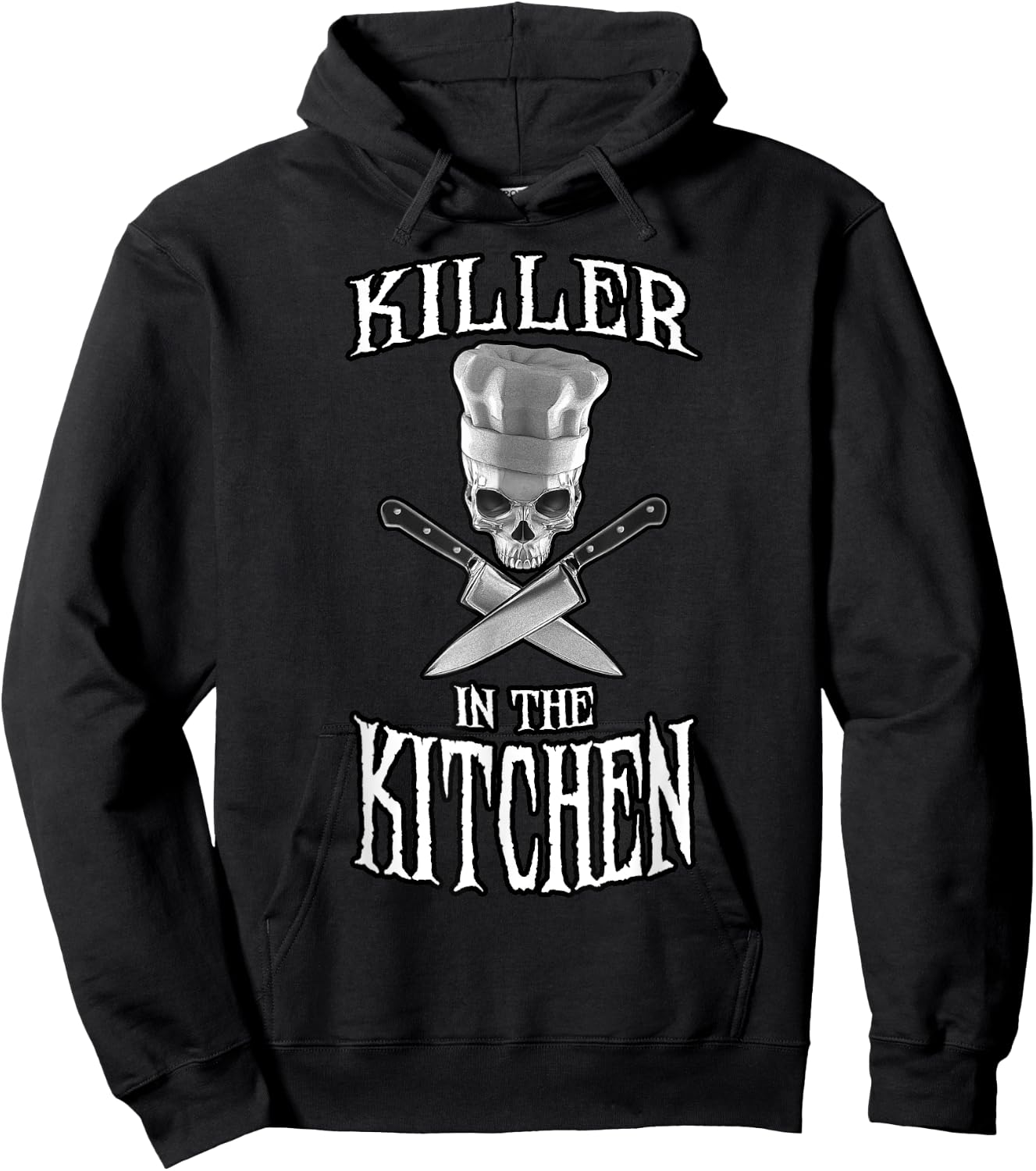 Killer in the Kitchen Funny Chef Skull Hoodie - Hoodie | Black