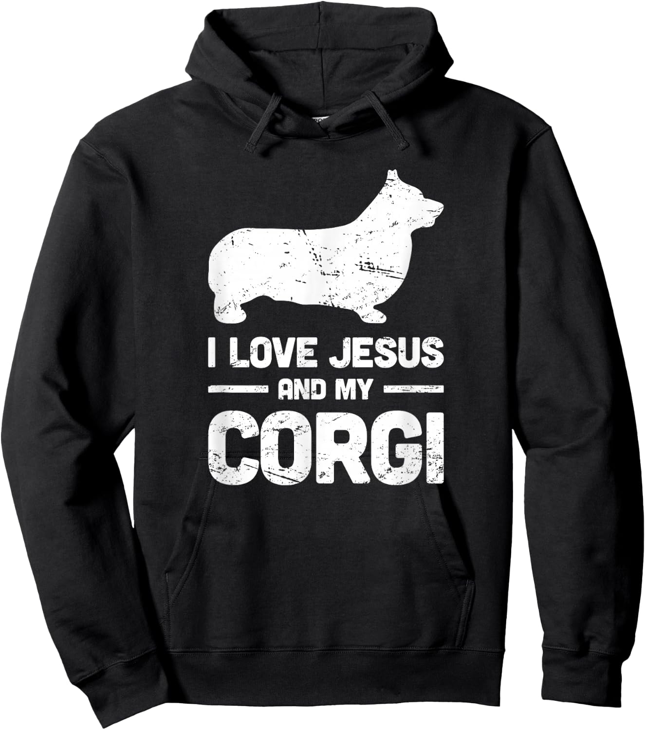 God & Dogs - I Love Jesus And My Corgi Hoodie - Hoodie | Black