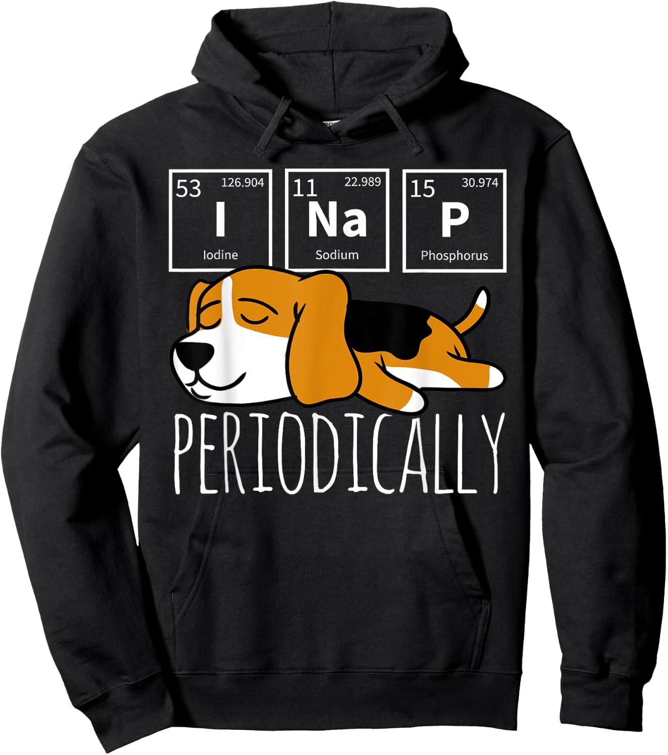 Funny Science I NAP Periodic Table Meme Meh Beagle Dog Gift Hoodie - Hoodie | Black