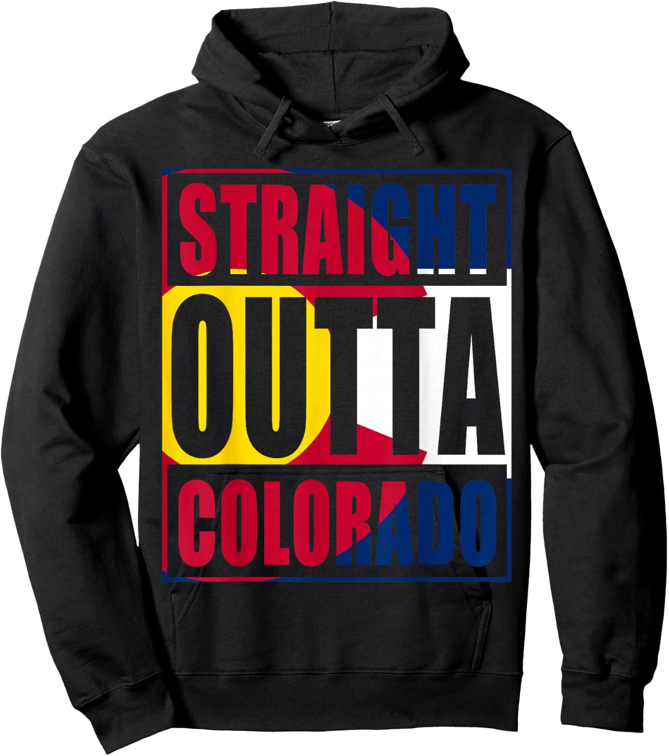 Straight Outta Colorful Colorado Flag Hoodie - Hoodie | Black