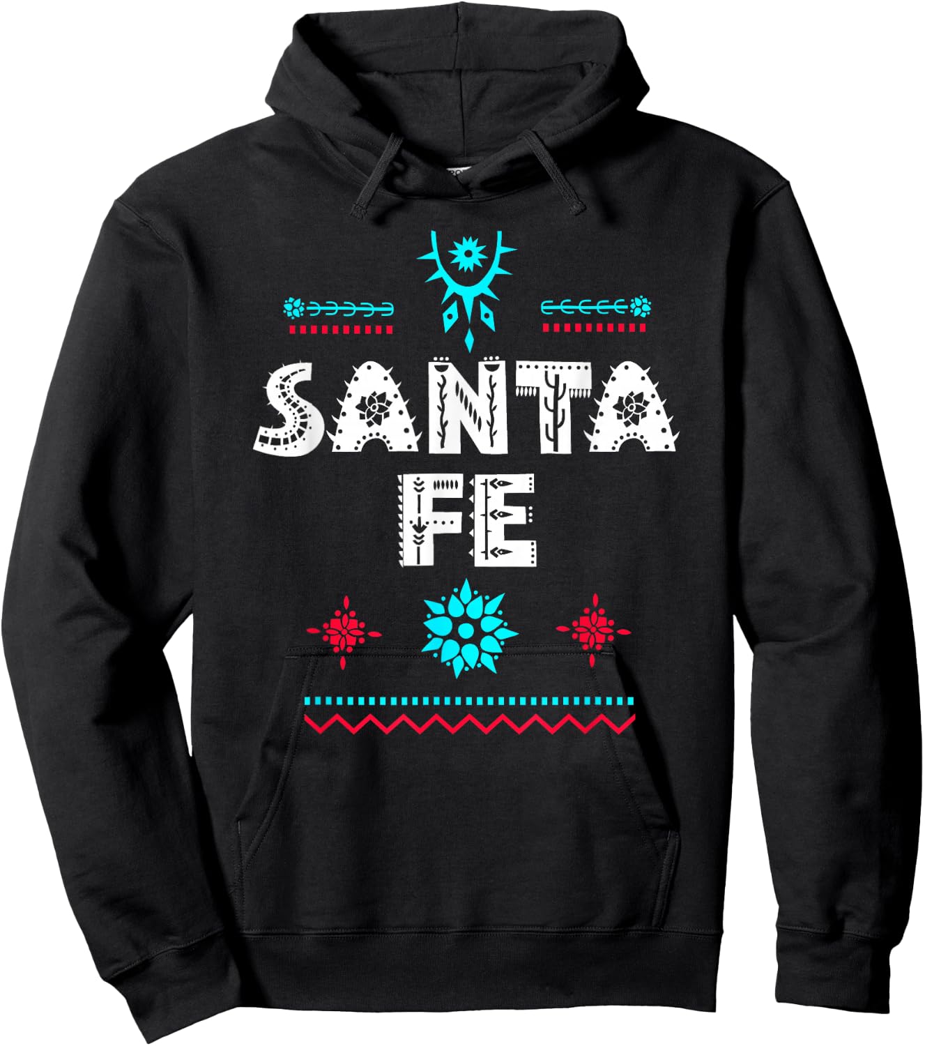 Santa Fe New Mexico Shirt, Festive Tribal Santa Fe Hoodie - Hoodie | Black