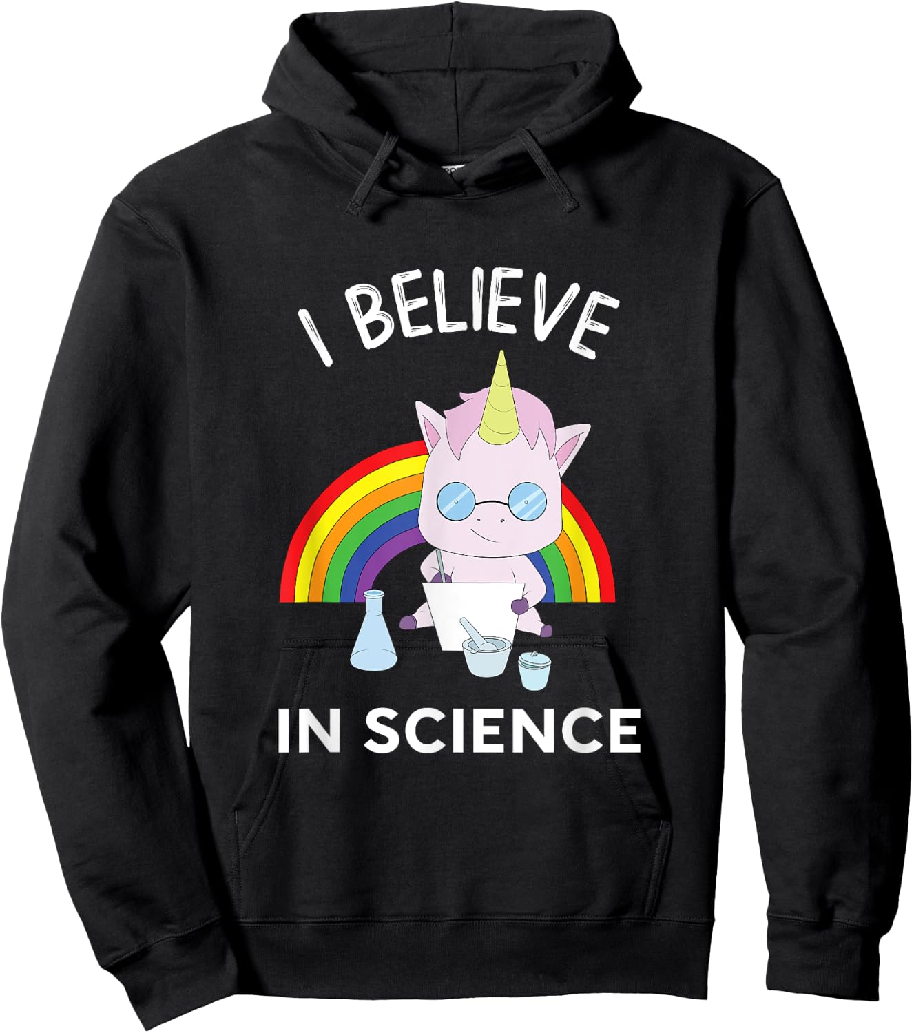 Unicorn Scientist I Believe In Science Funny Hoodie - Hoodie | Black