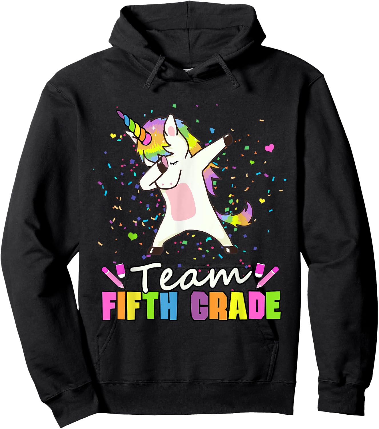 Unicorn Team 5th Grade - Fifth Grade Squad Hoodie - Hoodie | Black