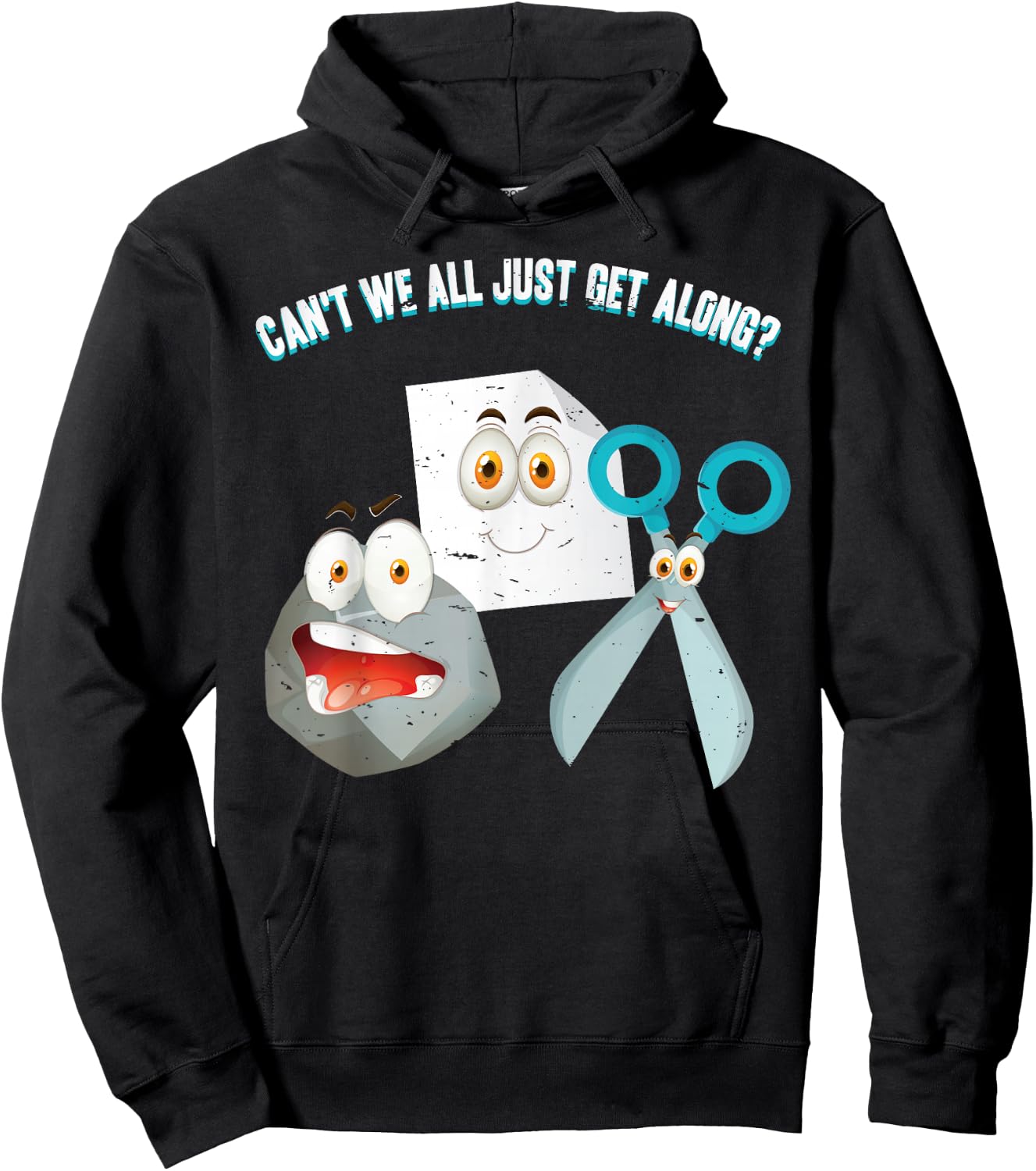Can't We All Just Get Along? Rock Paper Scissors Hoodie - Hoodie | Black