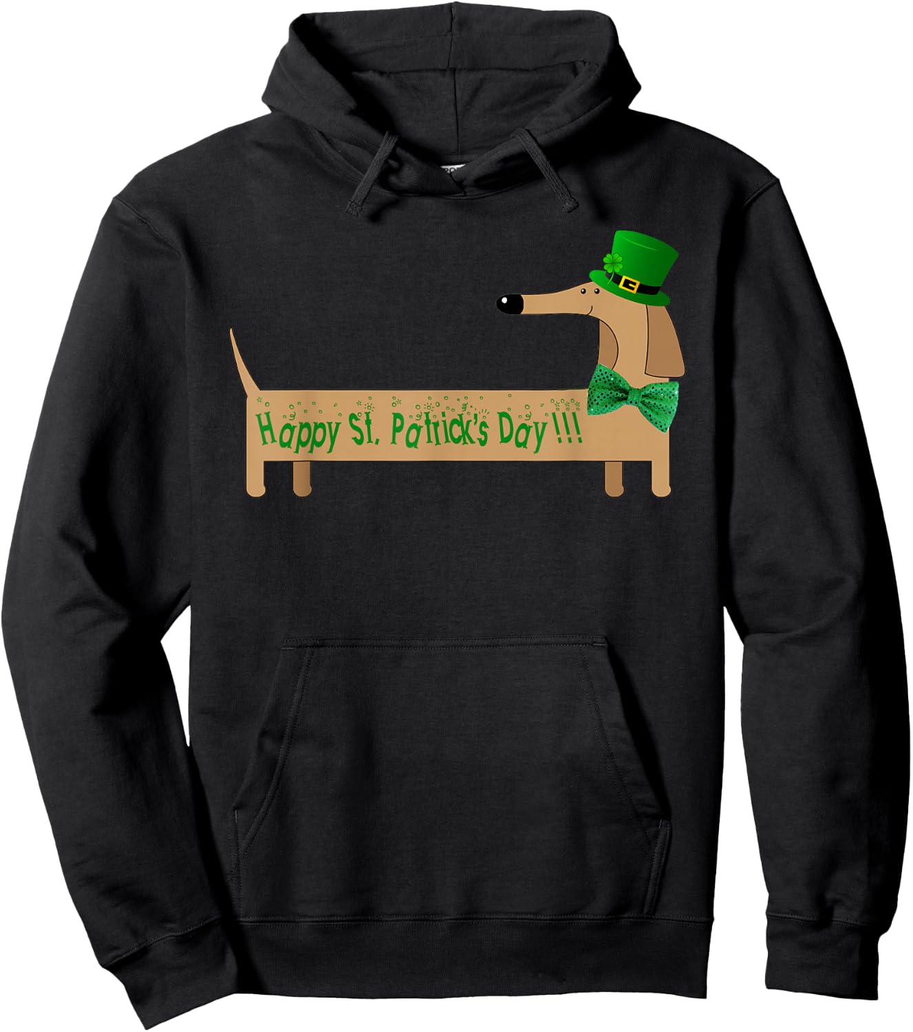 Cute Saint Patrick's Dachshund Doxie Wiener Dog Lover Men Women Kids Hoodie - Hoodie | Black