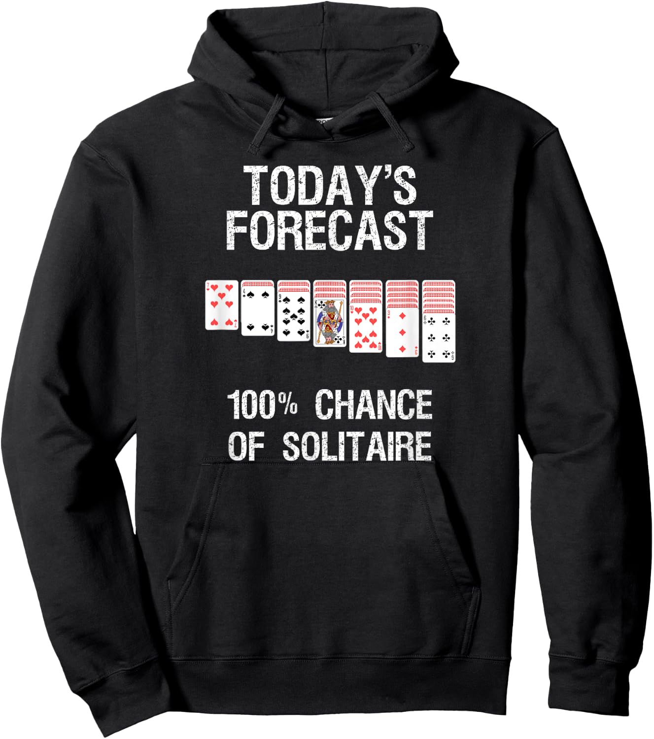 Solitaire Gift - Funny Today's Forecast - Card Game Hoodie - Hoodie | Black