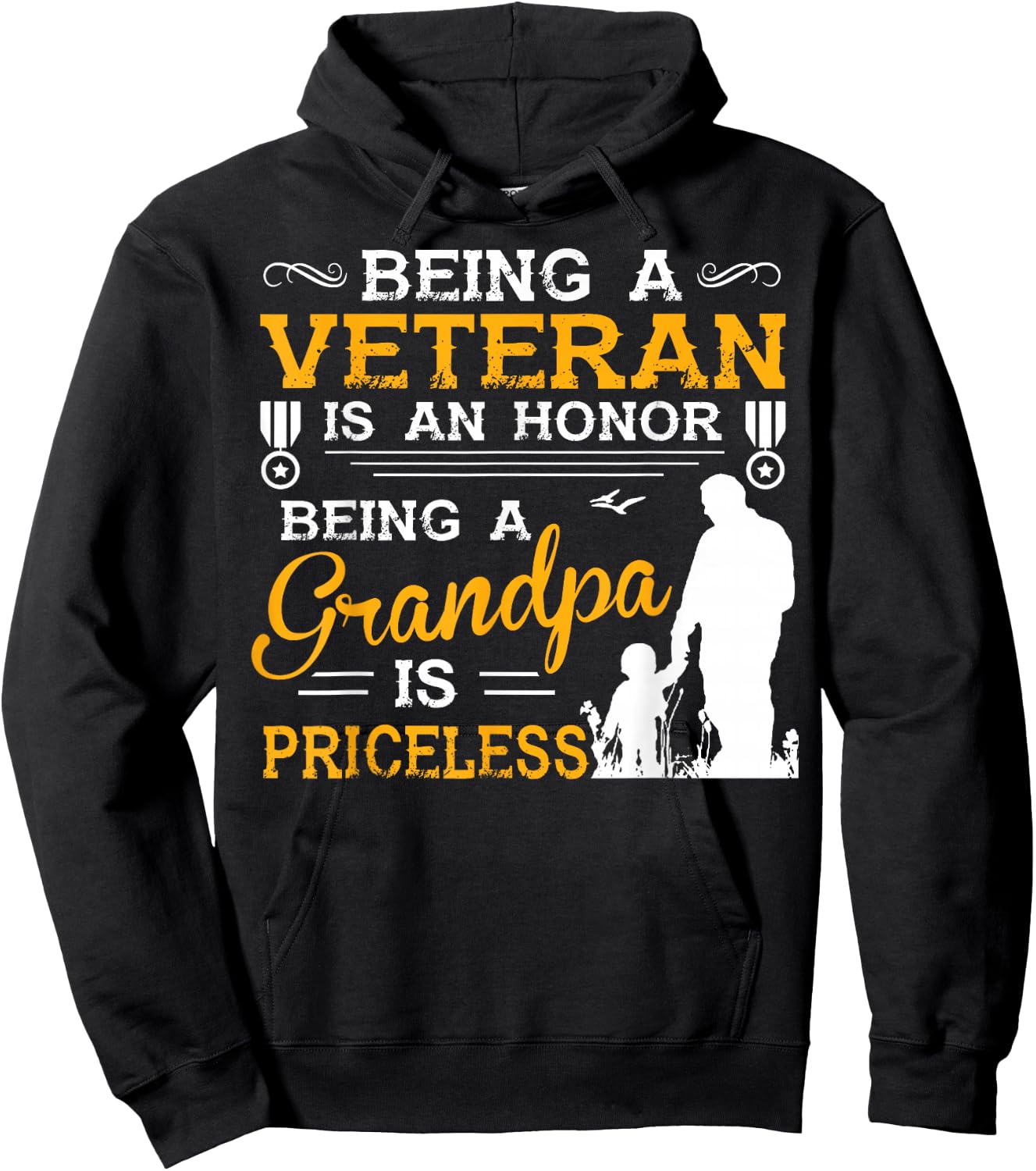 Veteran Grandpa Gift Grandfather Hoodie - Hoodie | Black