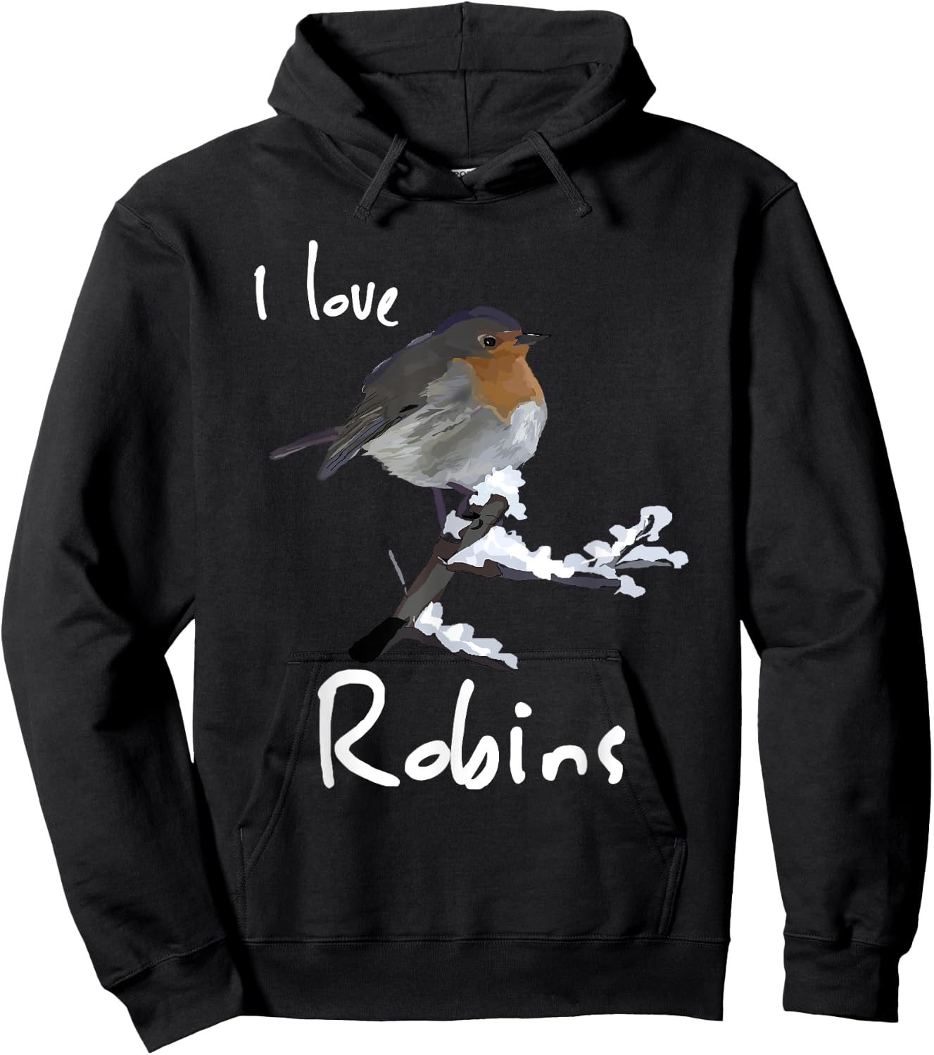 I Love Robins Garden Bird Lovers Shirt Hoodie - Hoodie | Black