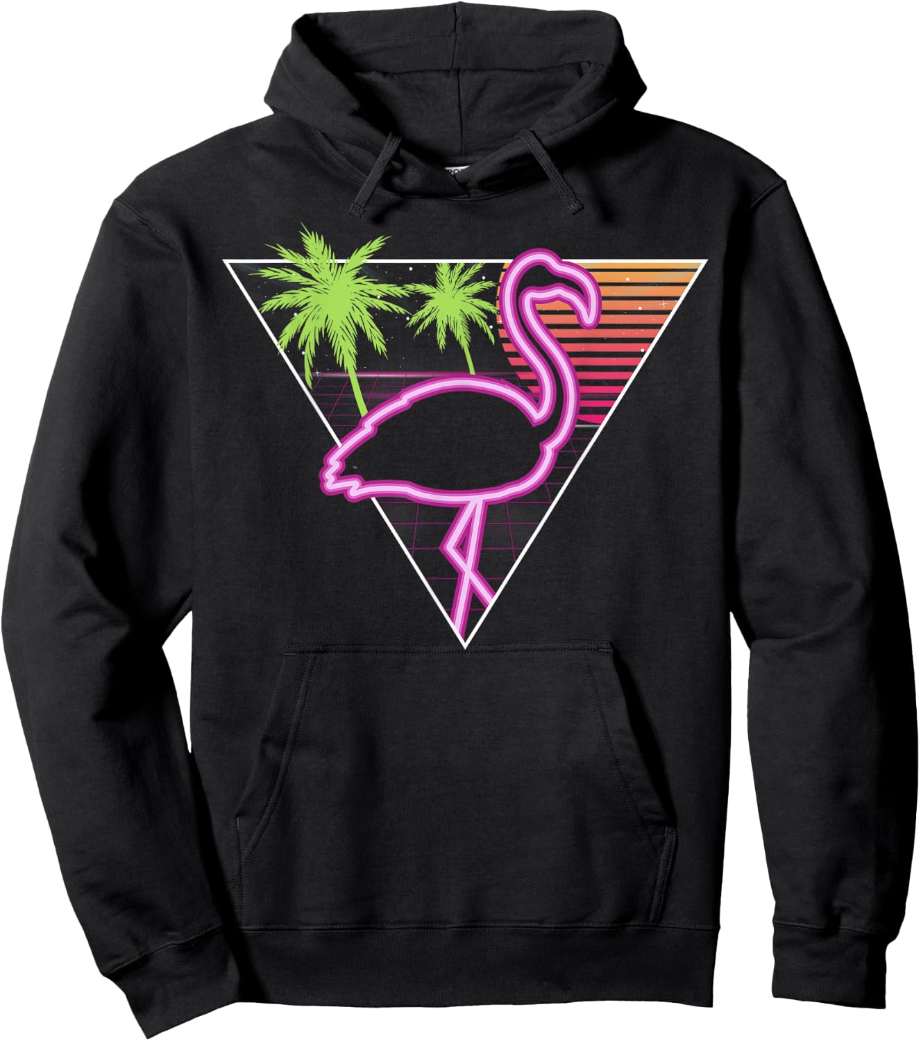 Vintage Pink Flamingo Retro Look Miami 1980s Gift Hoodie - Hoodie | Black