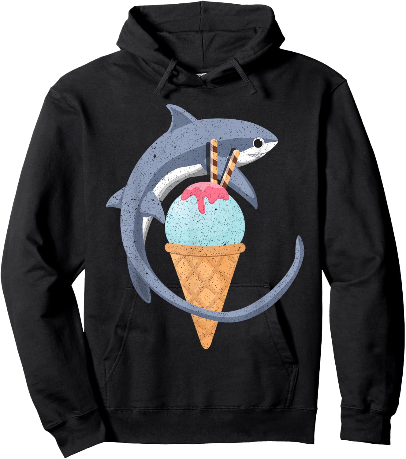 Thresher Shark Shirt T Shirt Sharks & Ice Cream Men Women Girls Kids Hoodie - Hoodie | Black