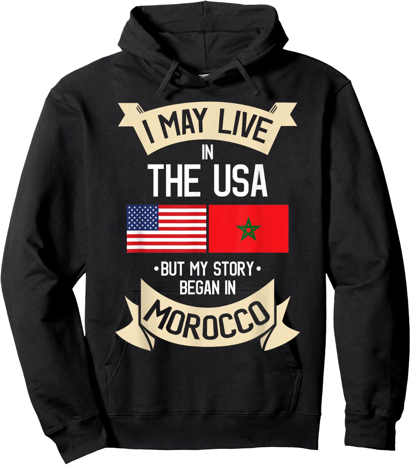 American Flag Morocco Moroccan Roots Gifts Hoodie - Hoodie | Black