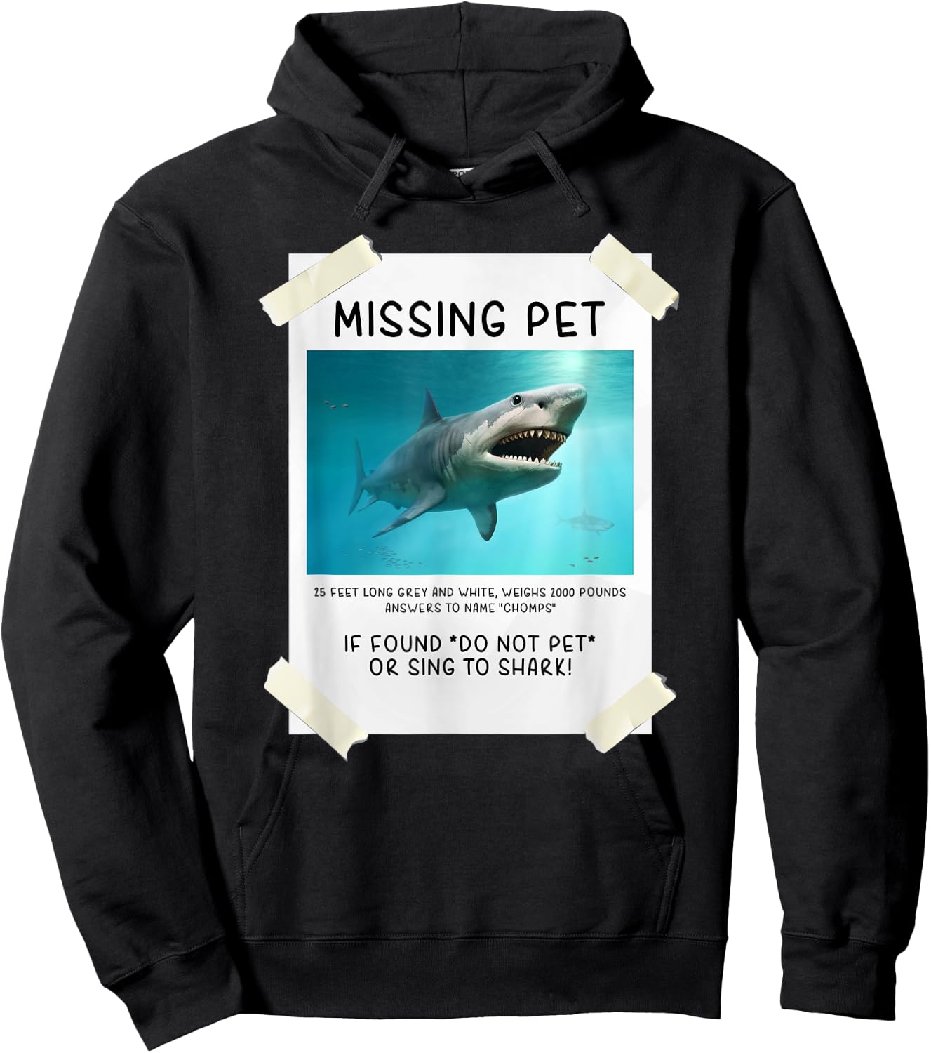 Missing Pet Funny Shark Hoodie - Hoodie | Black