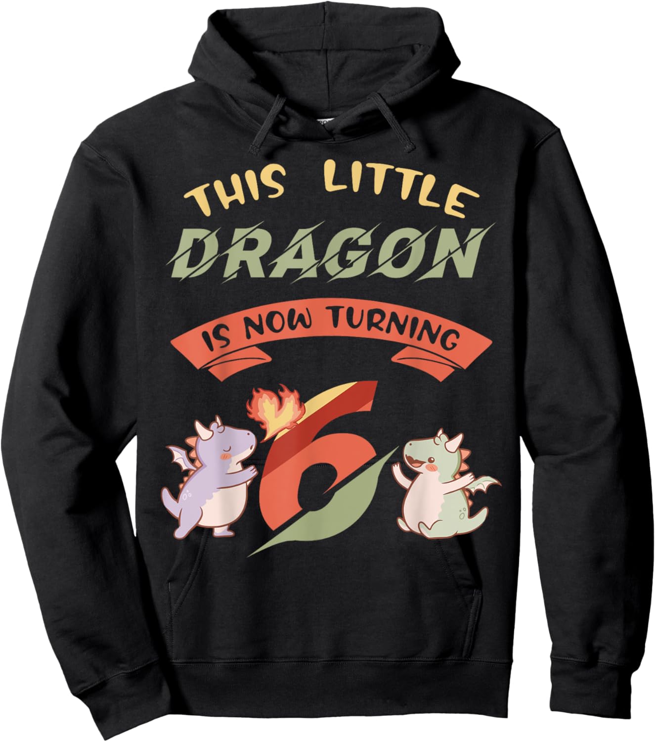 Dragon 6th Birthday Party Magical Creature Fantasy Theme Hoodie - Hoodie | Black