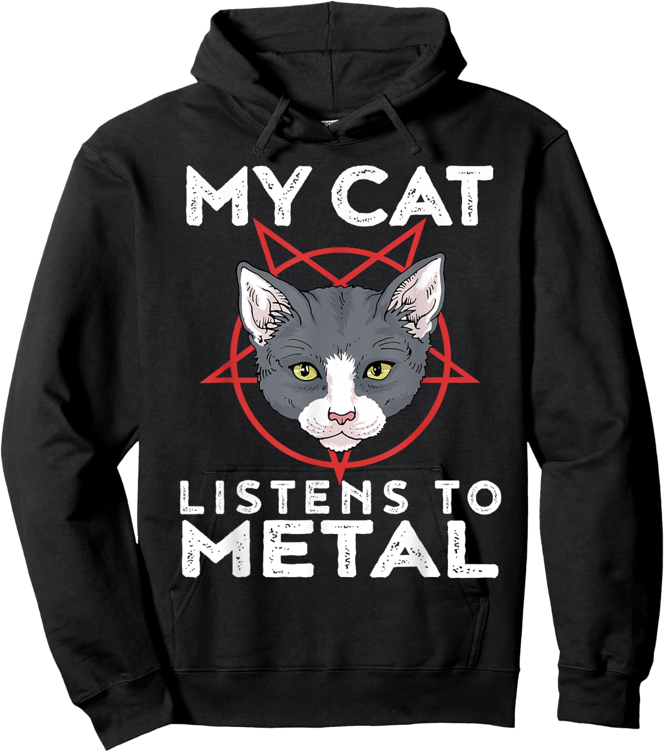 My Cat Listens To Metal Funny Metal Cat Shirt Men Women Kids Hoodie - Hoodie | Black