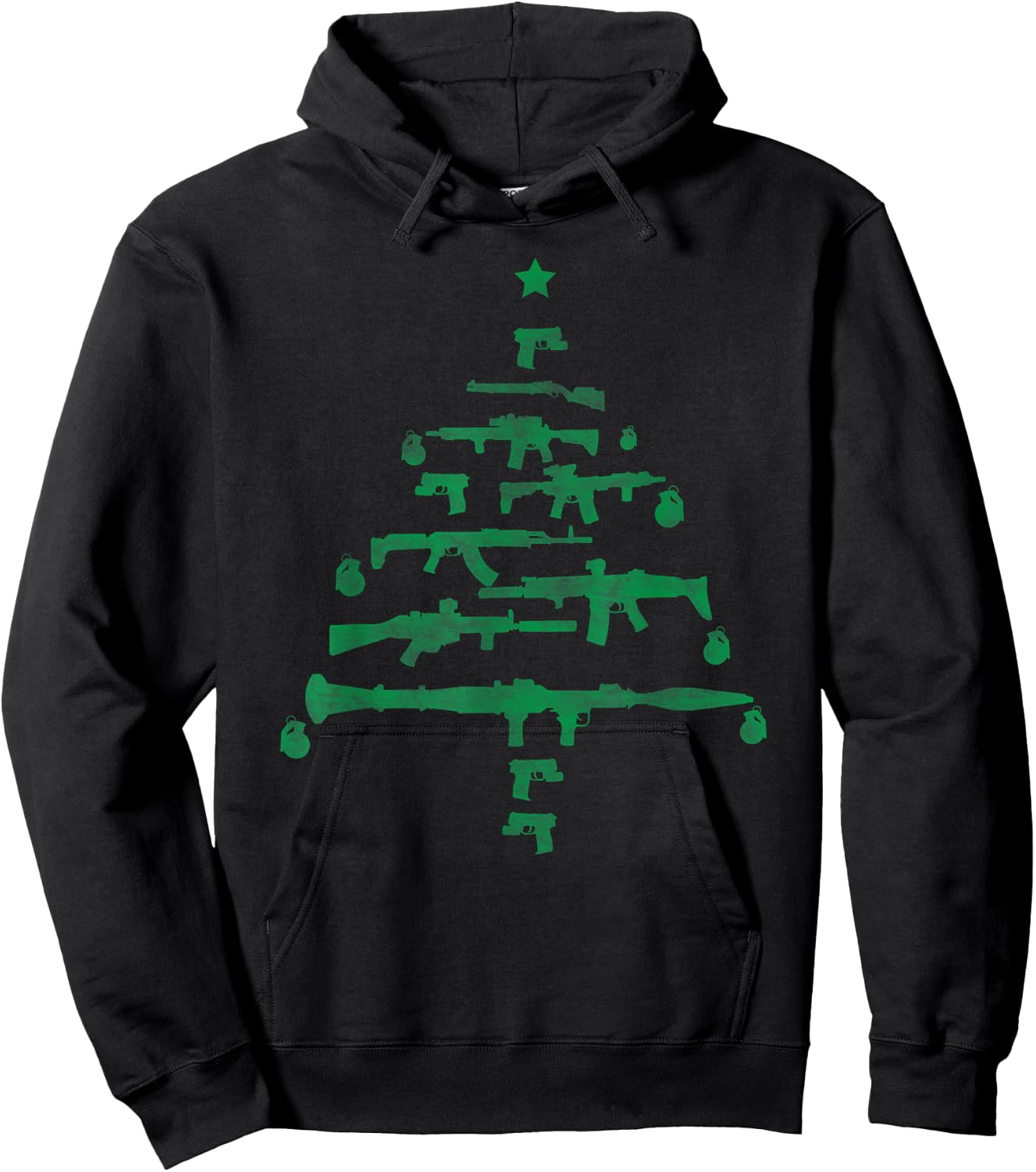 Christmas Tree Guns Rifles Firearms Grenades Army Military Hoodie - Hoodie | Black