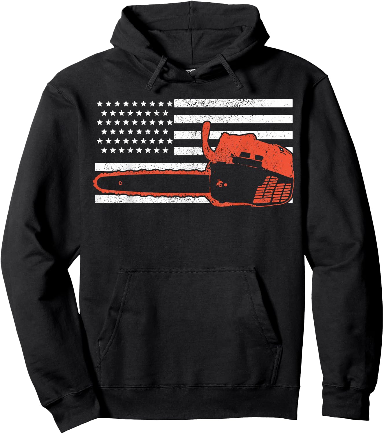 American Flag Lumberjack Chainsaw Gift Hoodie - Hoodie | Black
