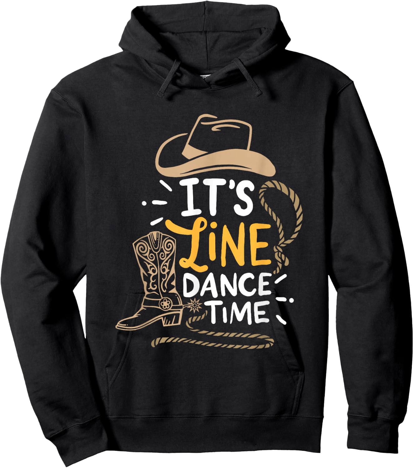 Cool Line Dance It's Line Dance Time Country Western Boots Hoodie - Hoodie | Black