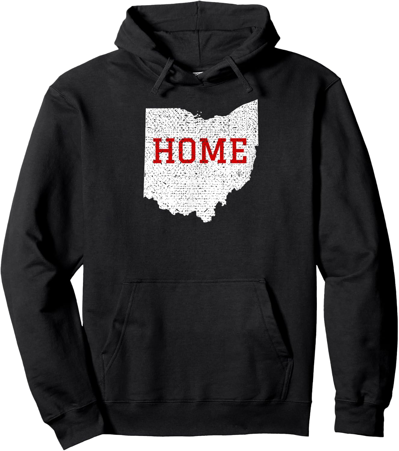 Distressed Ohio Home White Red Hoodie - Hoodie | Black