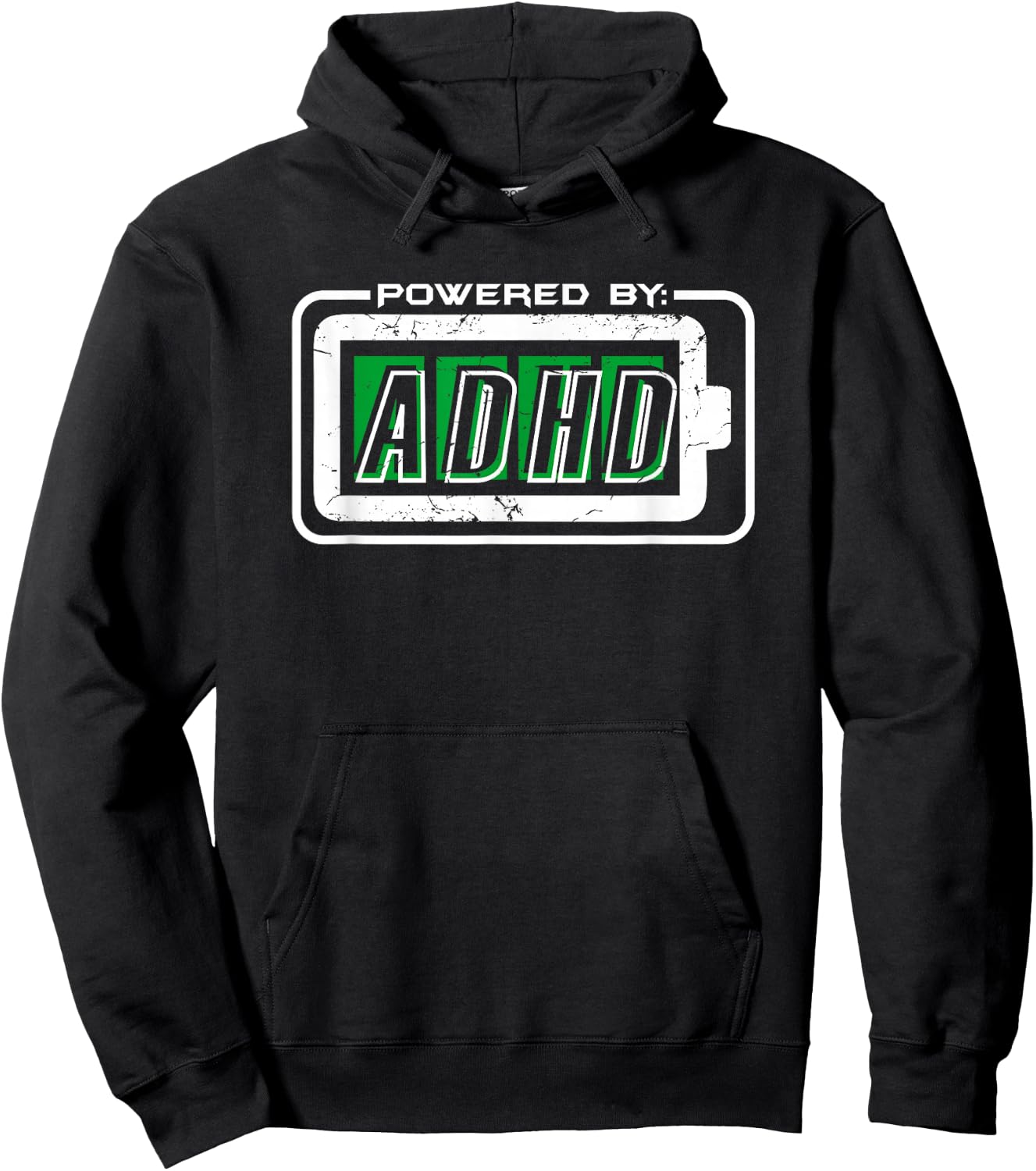 Powered By ADHD Funny Awareness For Parents Adults T Shirt Hoodie - Hoodie | Black