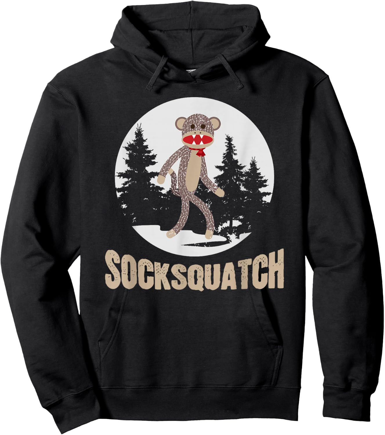Funny Bigfoot Sighting Sock Monkey Sasquatch Socksquatch Hoodie - Hoodie | Black