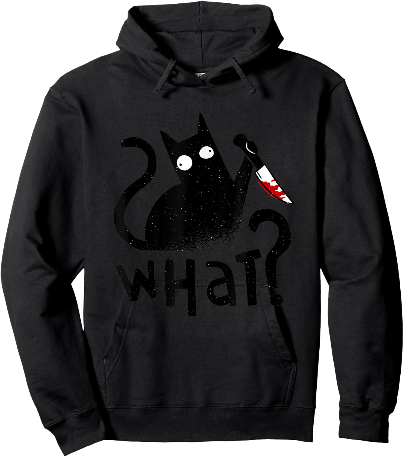 Cat What Cat With Knife Black Cat Murderous Cat Halloween Hoodie - Hoodie | Black