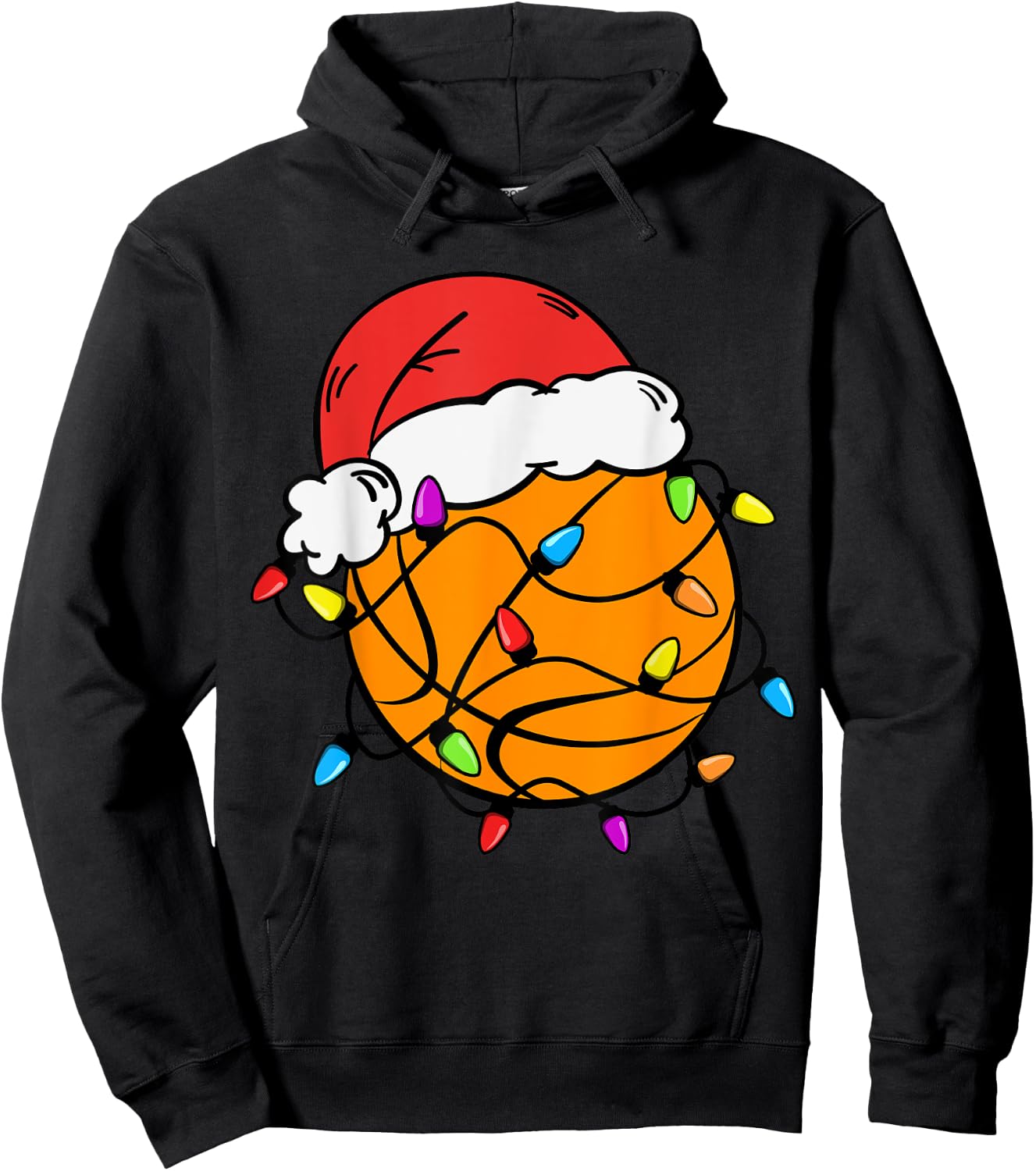 Basketball Santa Claus Hat Christmas Light Xmas Boys Kids Hoodie - Hoodie | Black