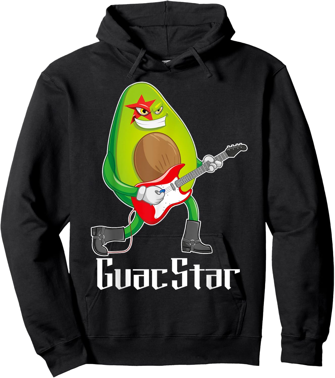 Guac Star - Avocado Rock Star Funny Guacamole Hoodie - Hoodie | Black