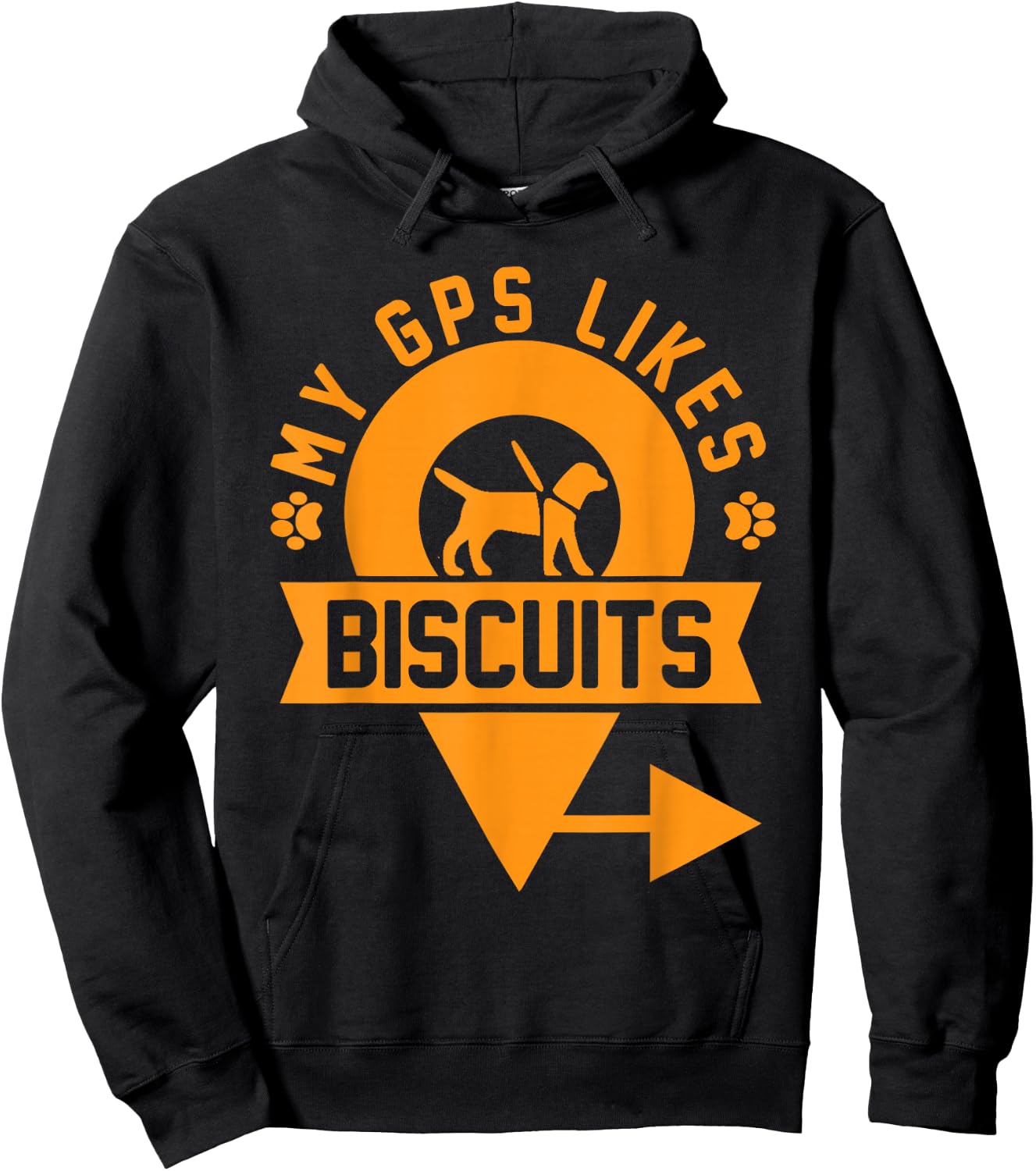 My GPS Likes Biscuits Funny Blind Service Animal Guide Dog Hoodie - Hoodie | Black