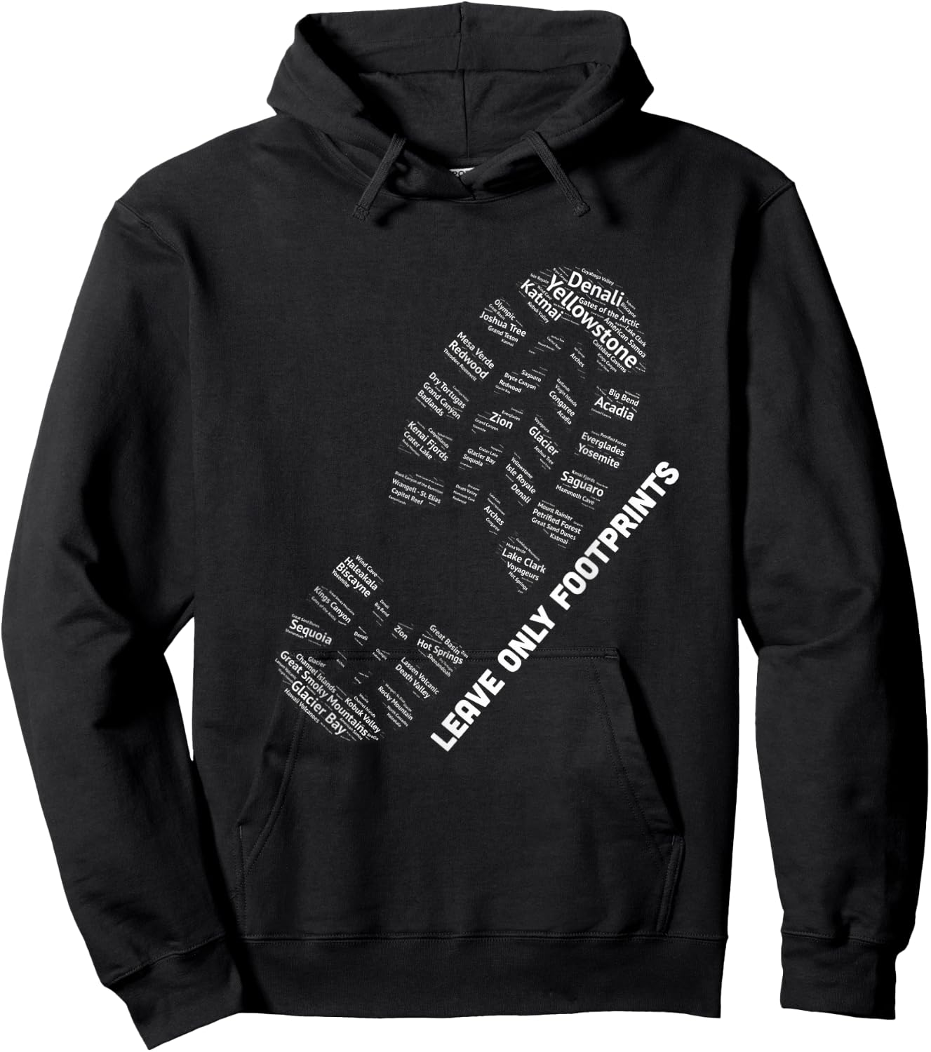 National Parks Boot Print Shirt Listing All National Parks Hoodie - Hoodie | Black