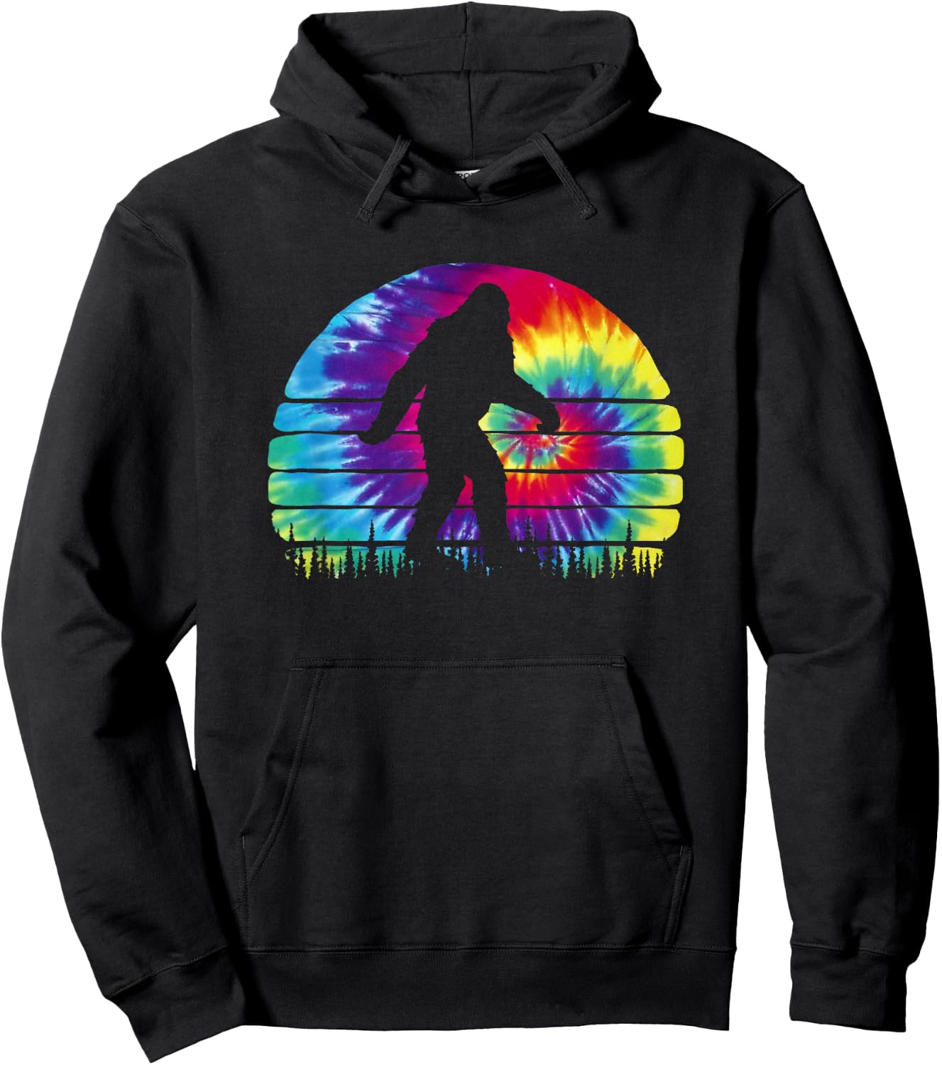 Believe in Bigfoot Tie Dye Design - Hippie Sasquatch Hoodie - Hoodie | Black