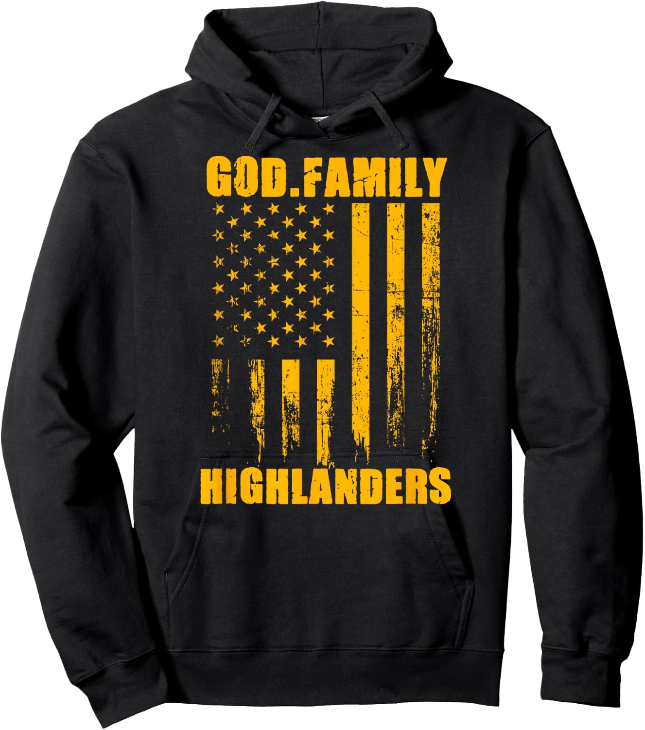 Glenvar Highlanders God. Family. Vintage USA Flag Hoodie - Hoodie | Black