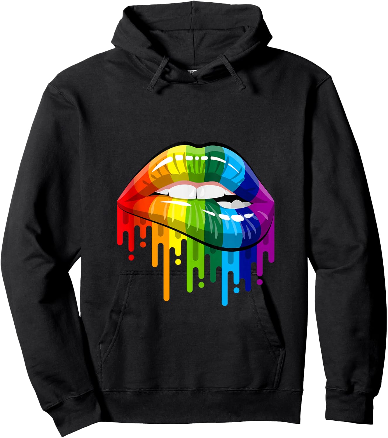 80's Sexy Colorful Graphic Lips, Women Printed Design Lips Hoodie - Hoodie | Black
