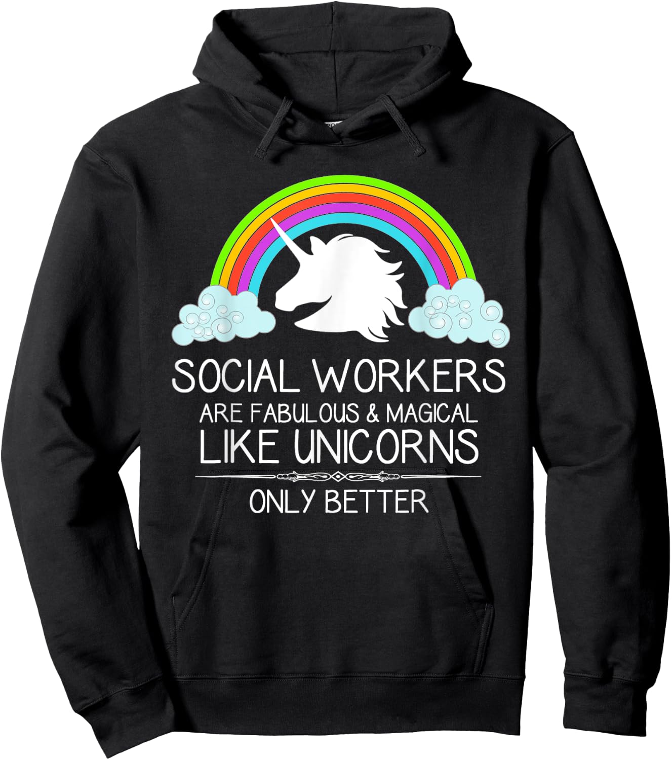 Social Worker Gifts - Social Workers Are Like Unicorns Funny Hoodie - Hoodie | Black