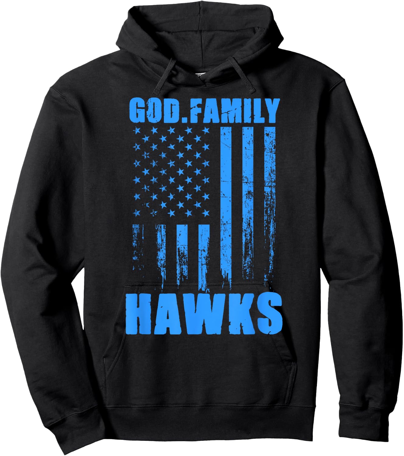 Hanover Hawks God. Family. Vintage USA Flag Hoodie - Hoodie | Black