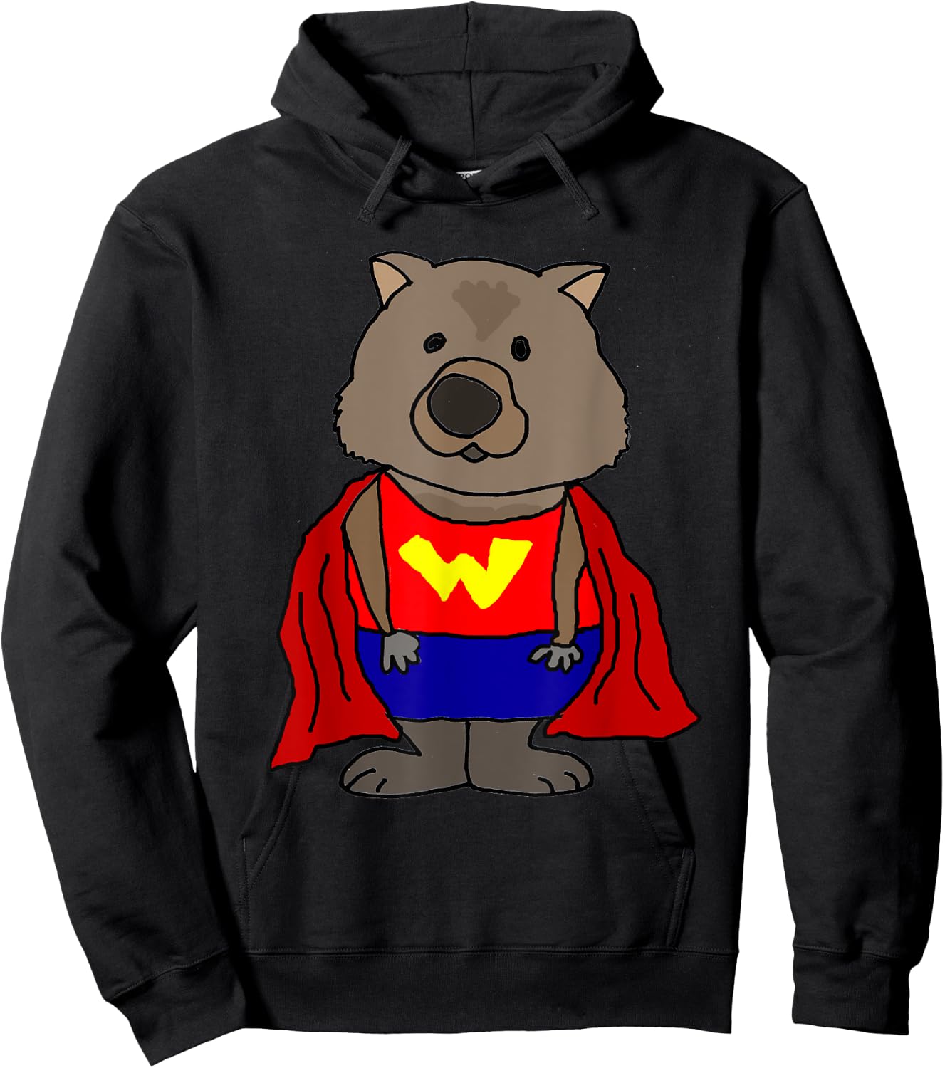 Smilemoretees Funny Wonder Wombat Superhero Hoodie - Hoodie | Black
