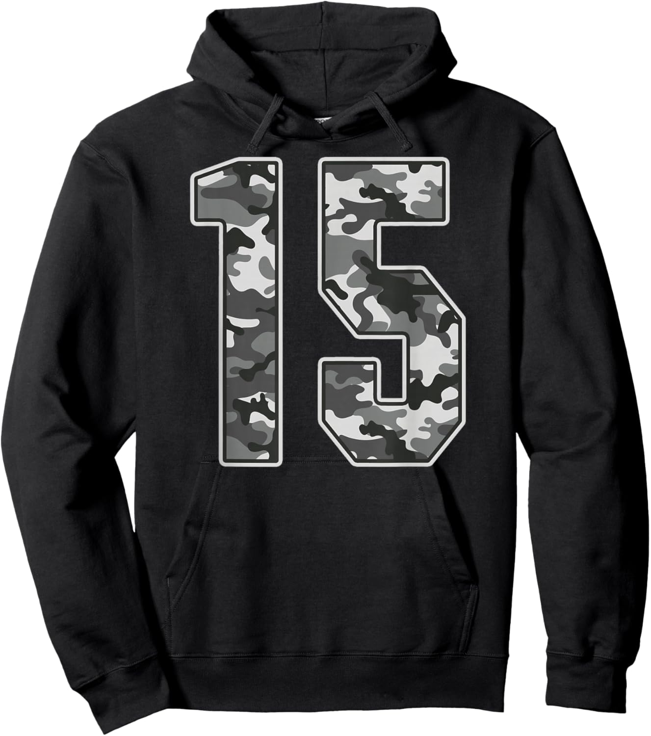 Camo #15 Jersey Number 15 Uniform Fan Favorite Player Hoodie - Hoodie | Black