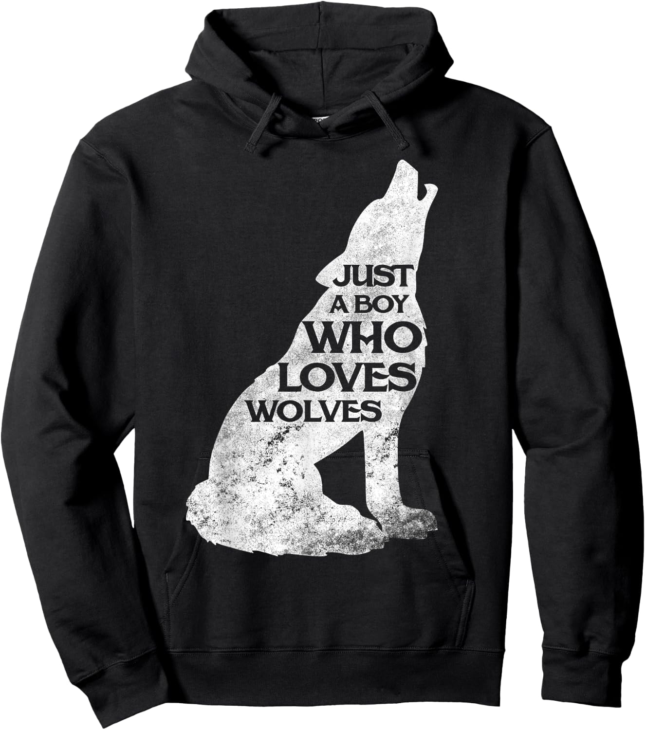 Just A Boy Who Loves Wolves Wolf Pack Girl Shirt Gift Hoodie - Hoodie | Black