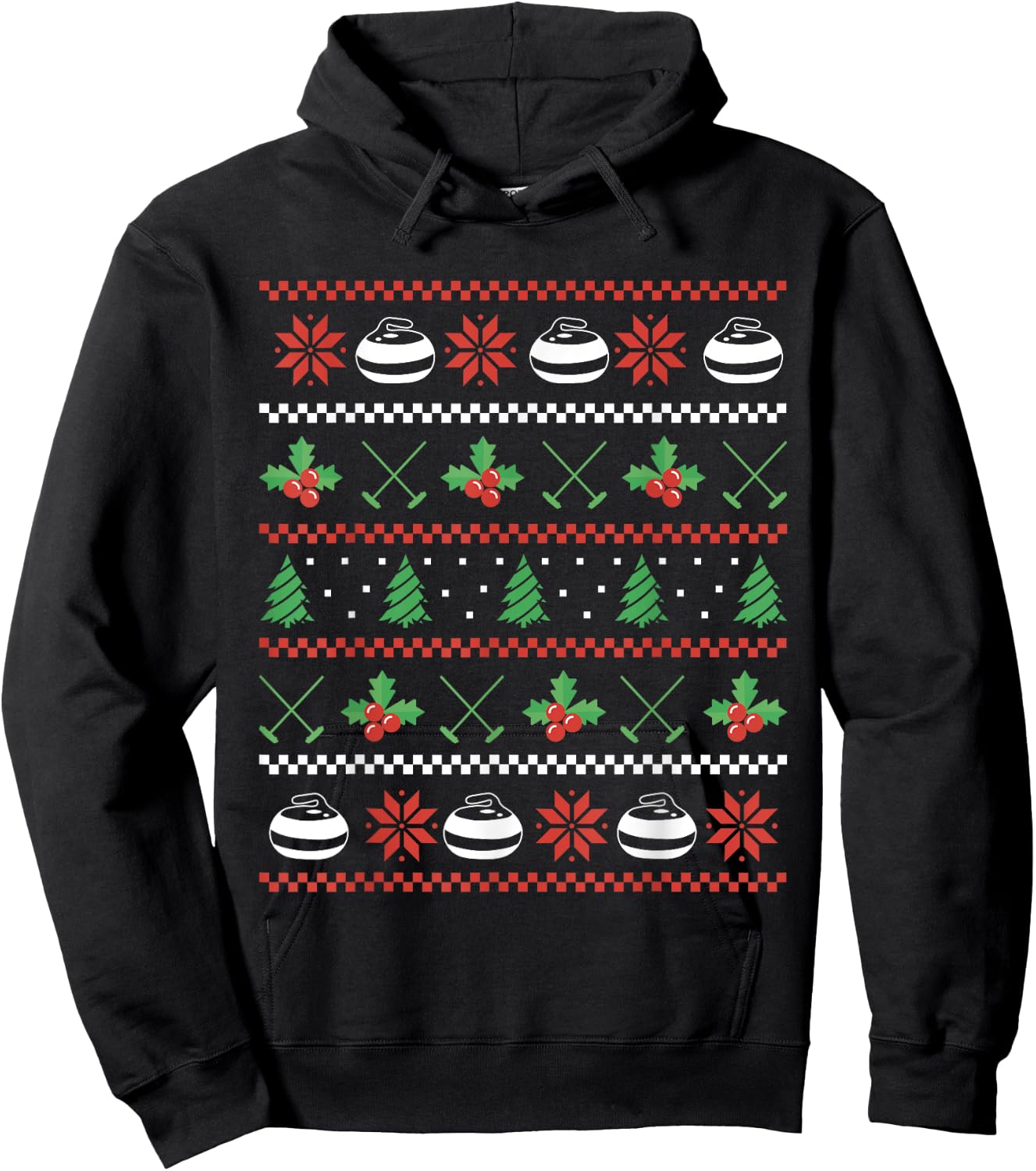 Curler Curling Stone Winter Sports Curling Christmas Hoodie - Hoodie | Black