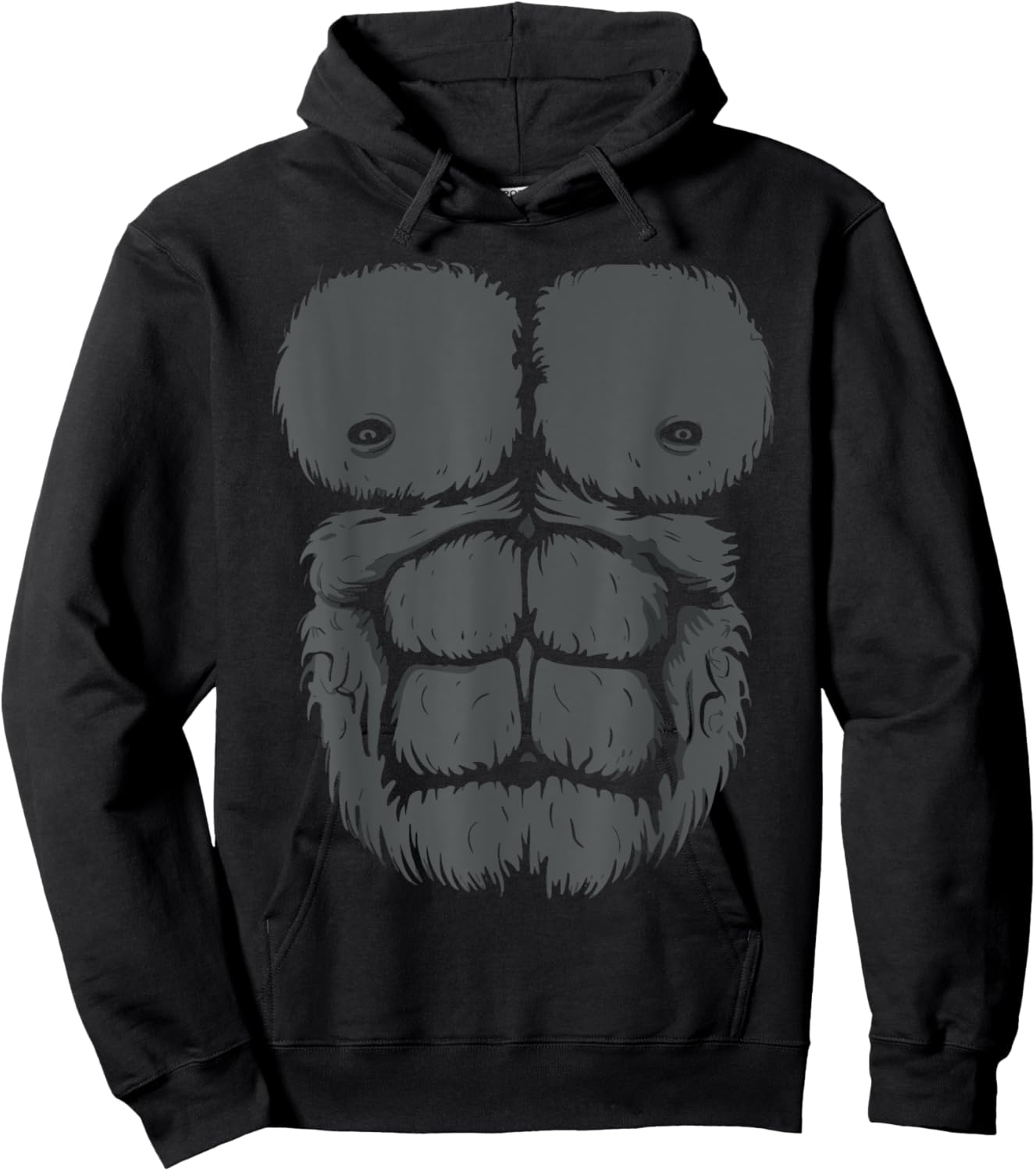 Gorilla Chest Design Monkey Muscle Hoodie - Hoodie | Black